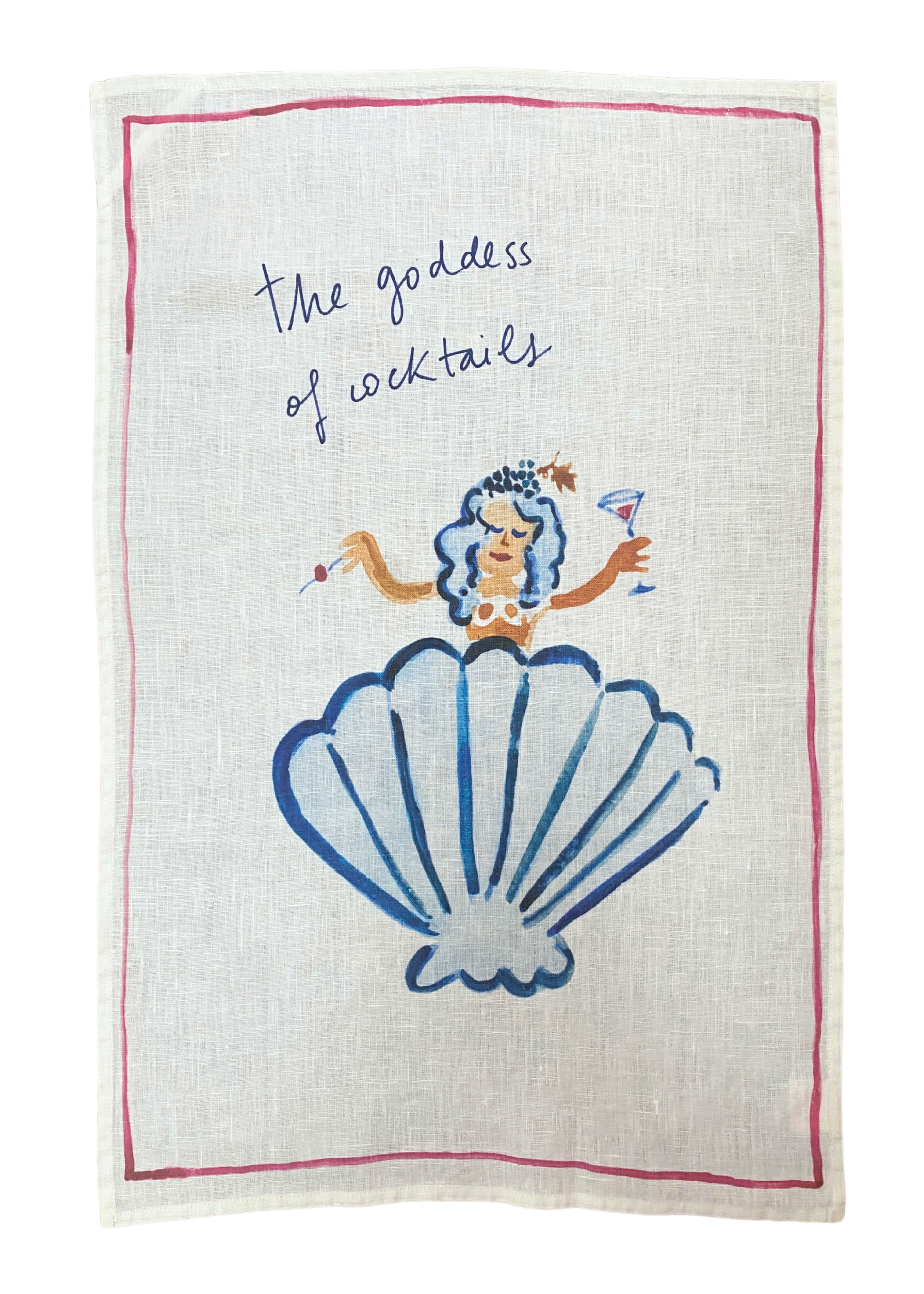 The Goddess of Cocktails Linen Tea Towel