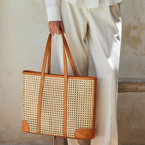 Large Cane Weave Tote