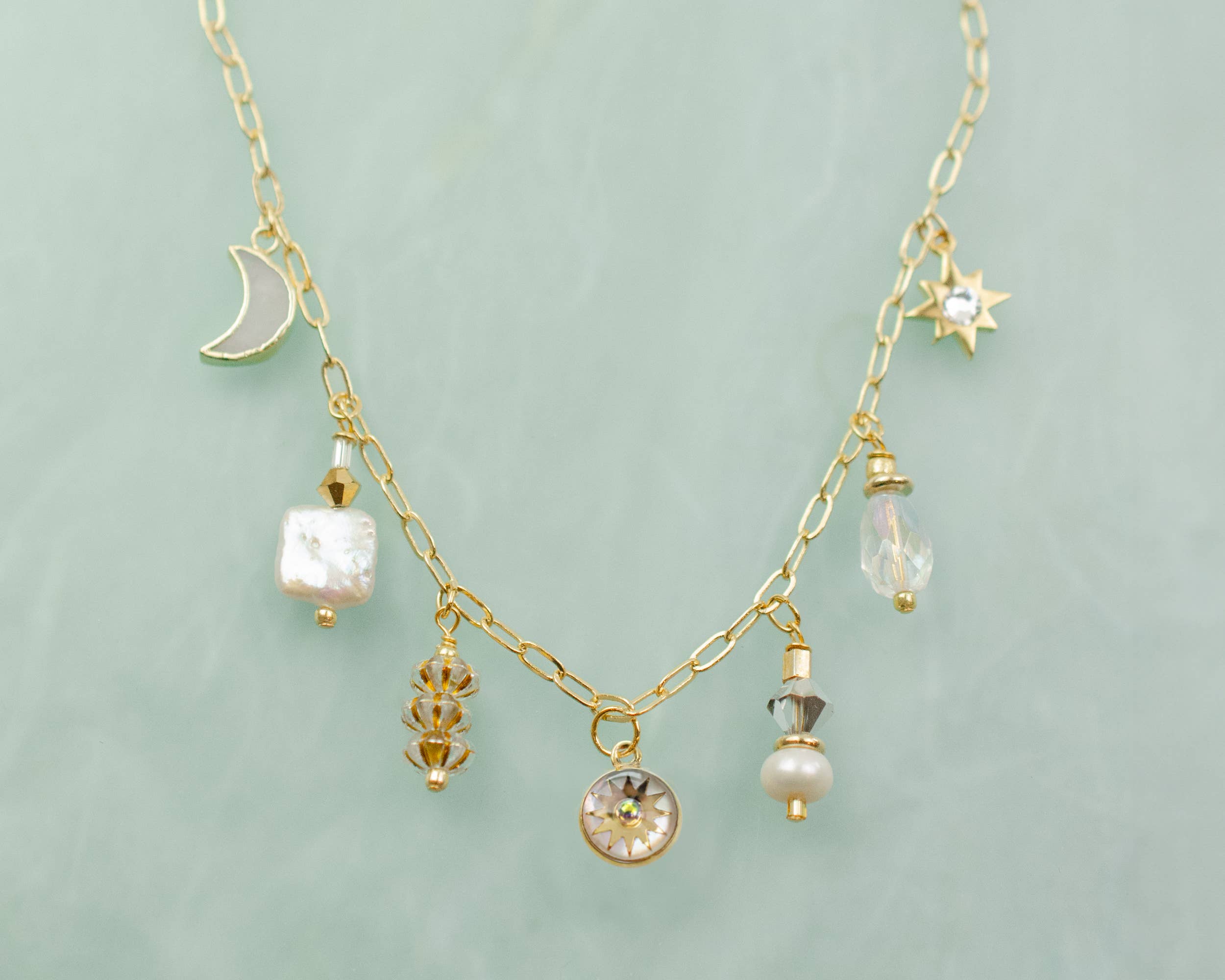Apollo Pearl Zodiac Charm  Necklace