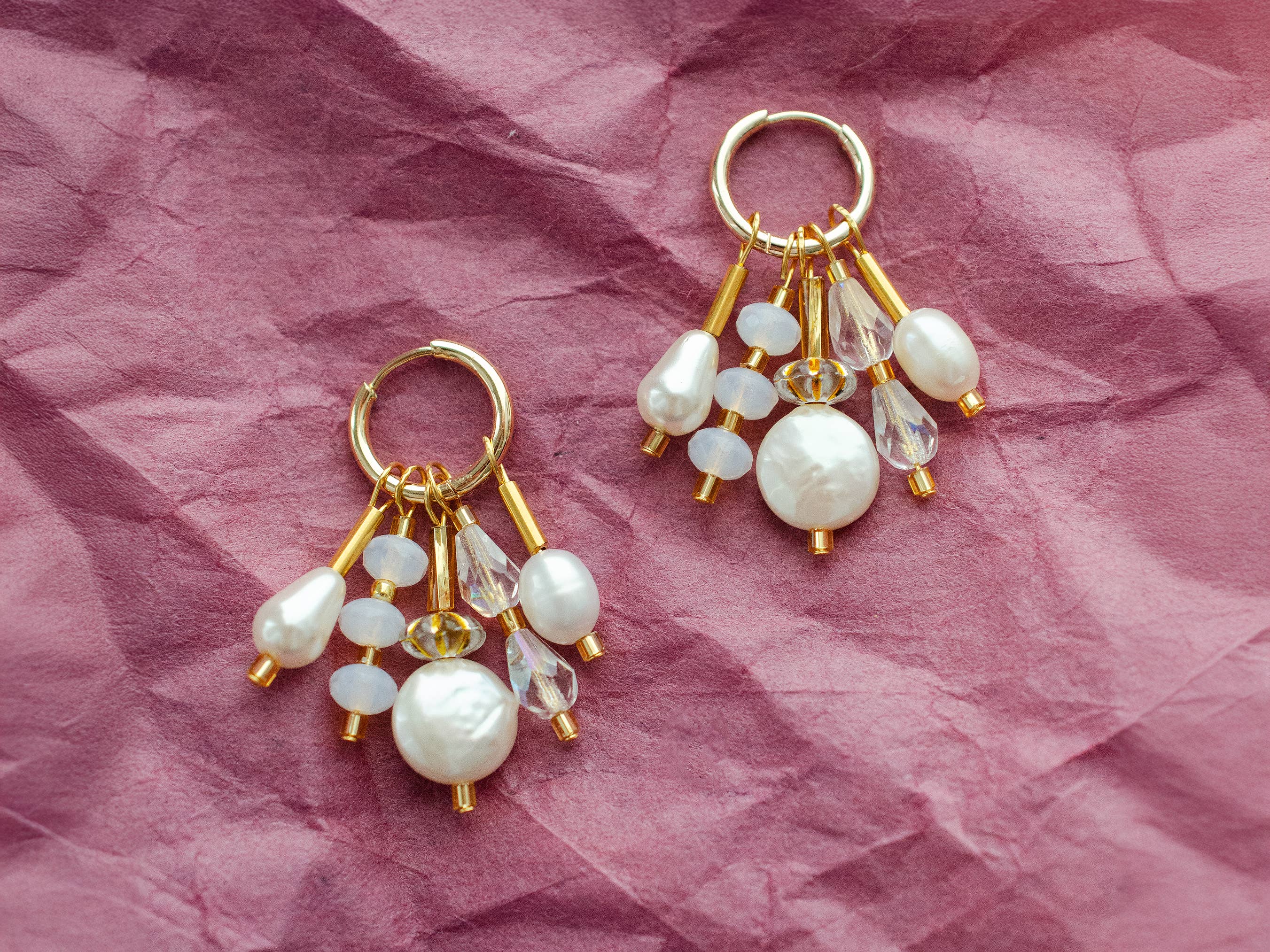 Pearl Dangle Hoop Earrings