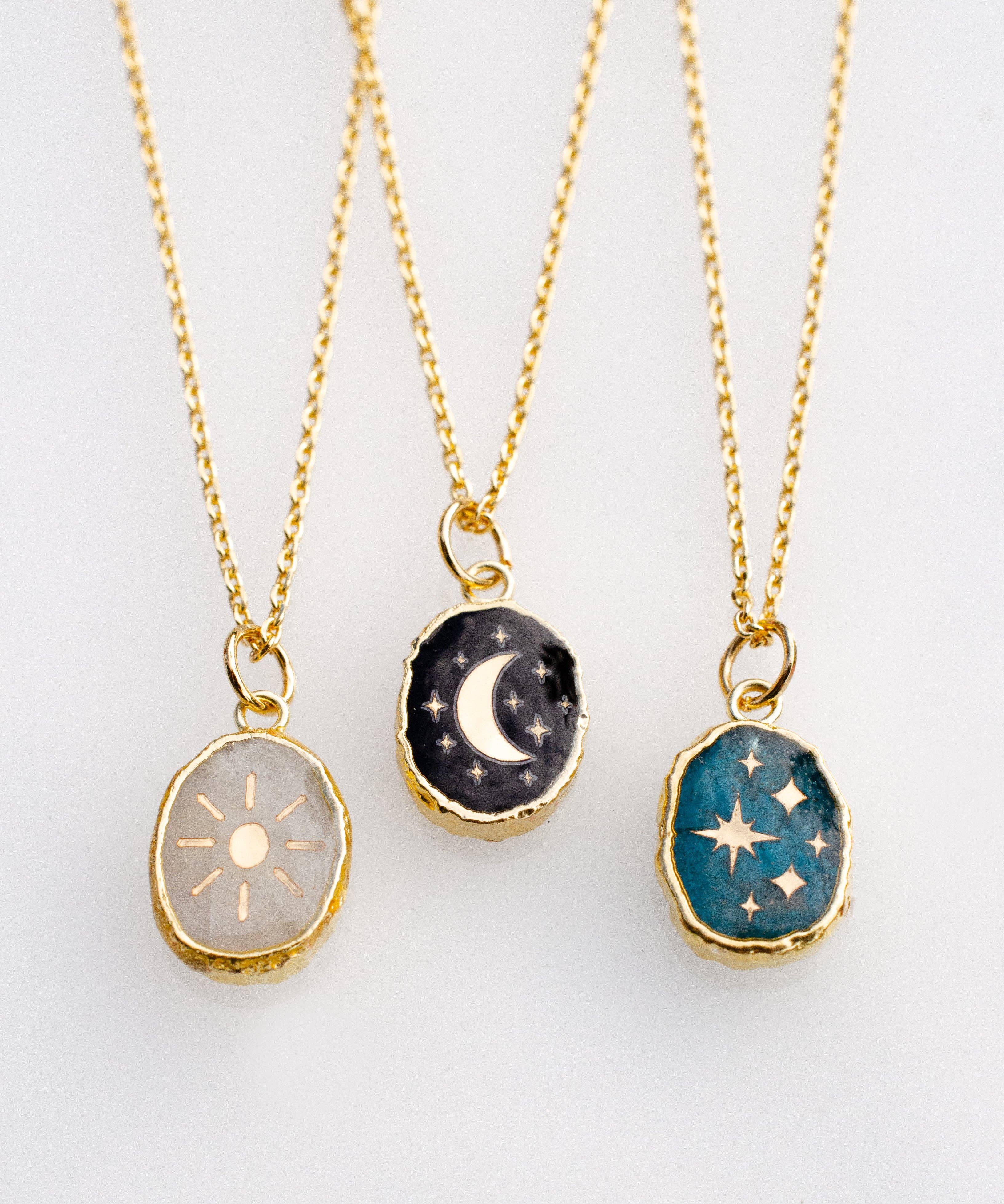 Celestial Gemstone Pendant Necklaces