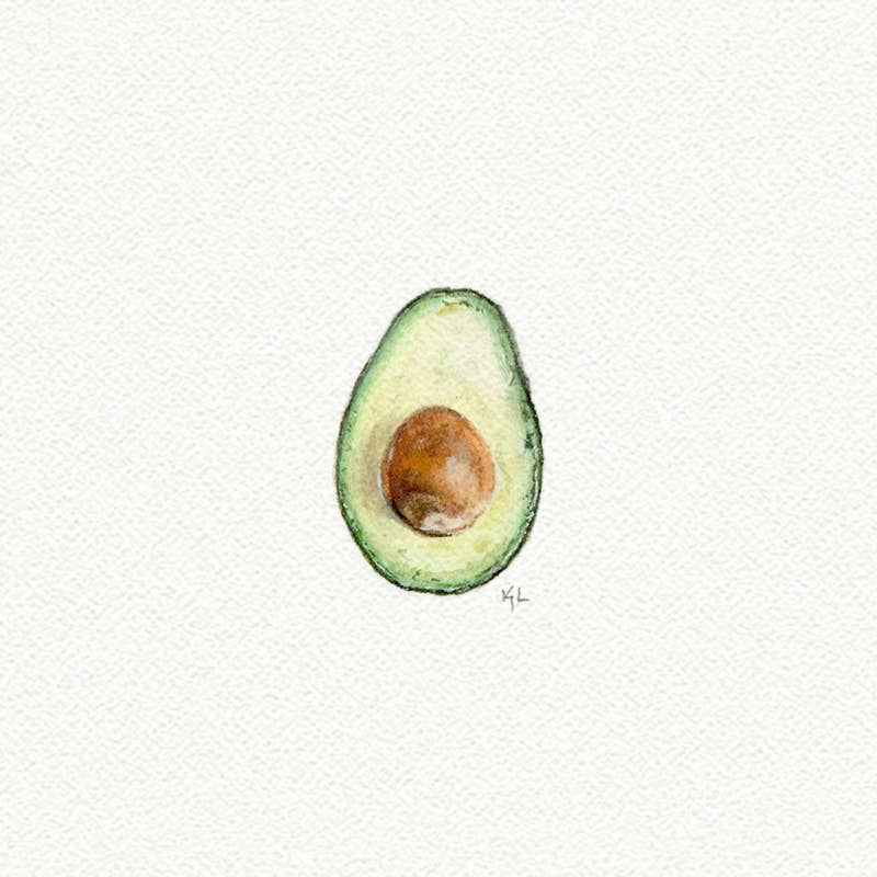 Avocado Miniature Watercolor Painting