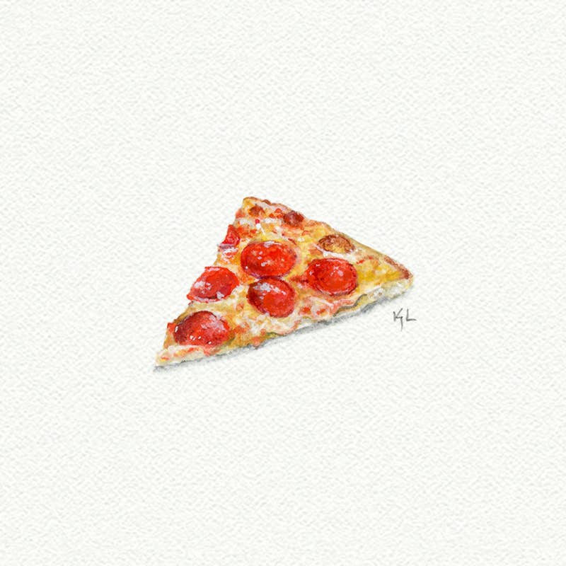 Pizza Slice Miniature Watercolor Painting