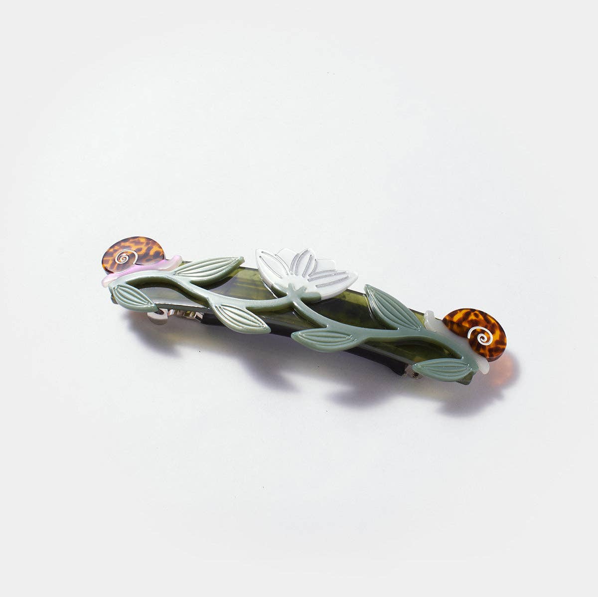 Lotus Flower and Snails French Barrette