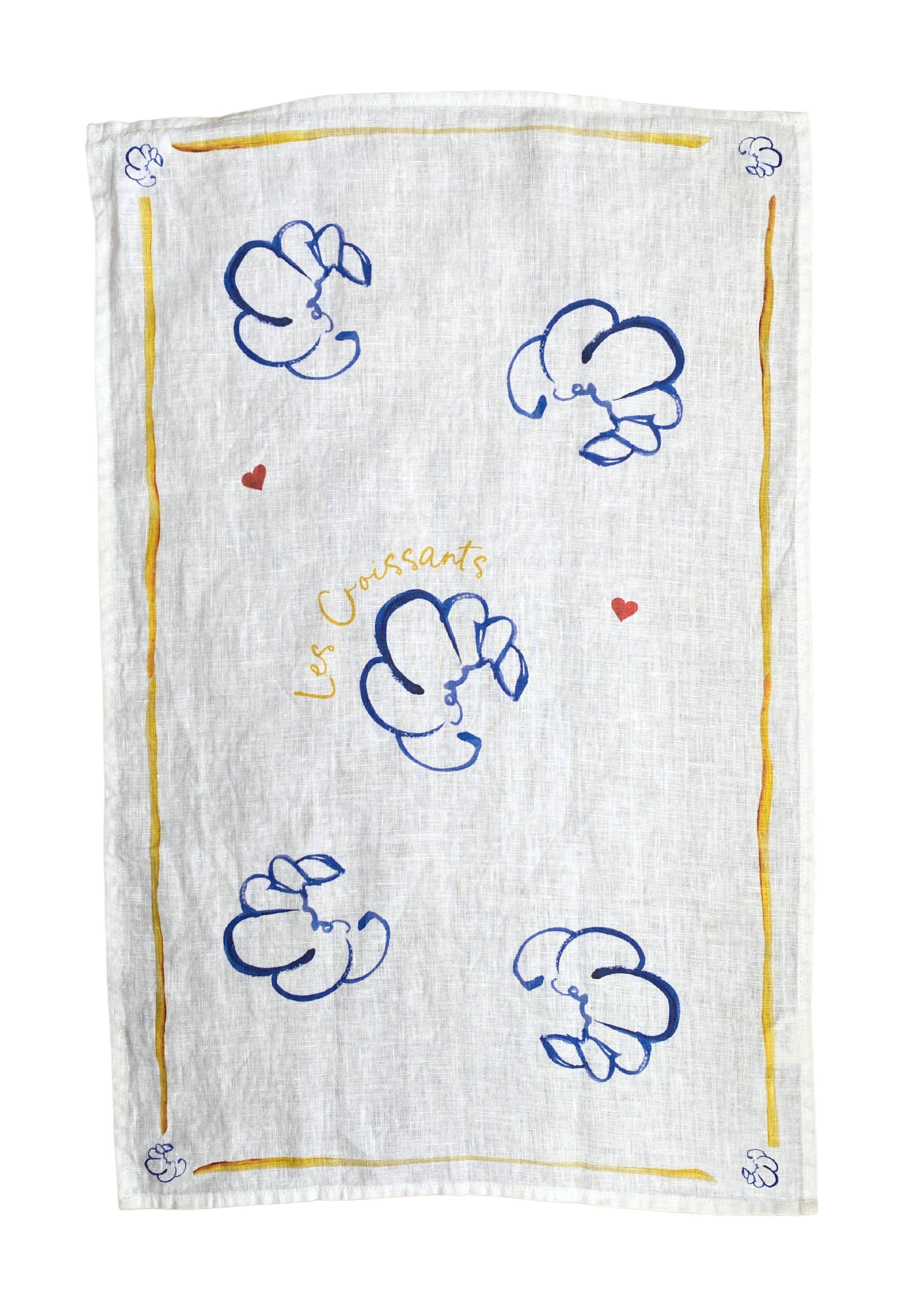 Les Croissants Linen Tea Towel