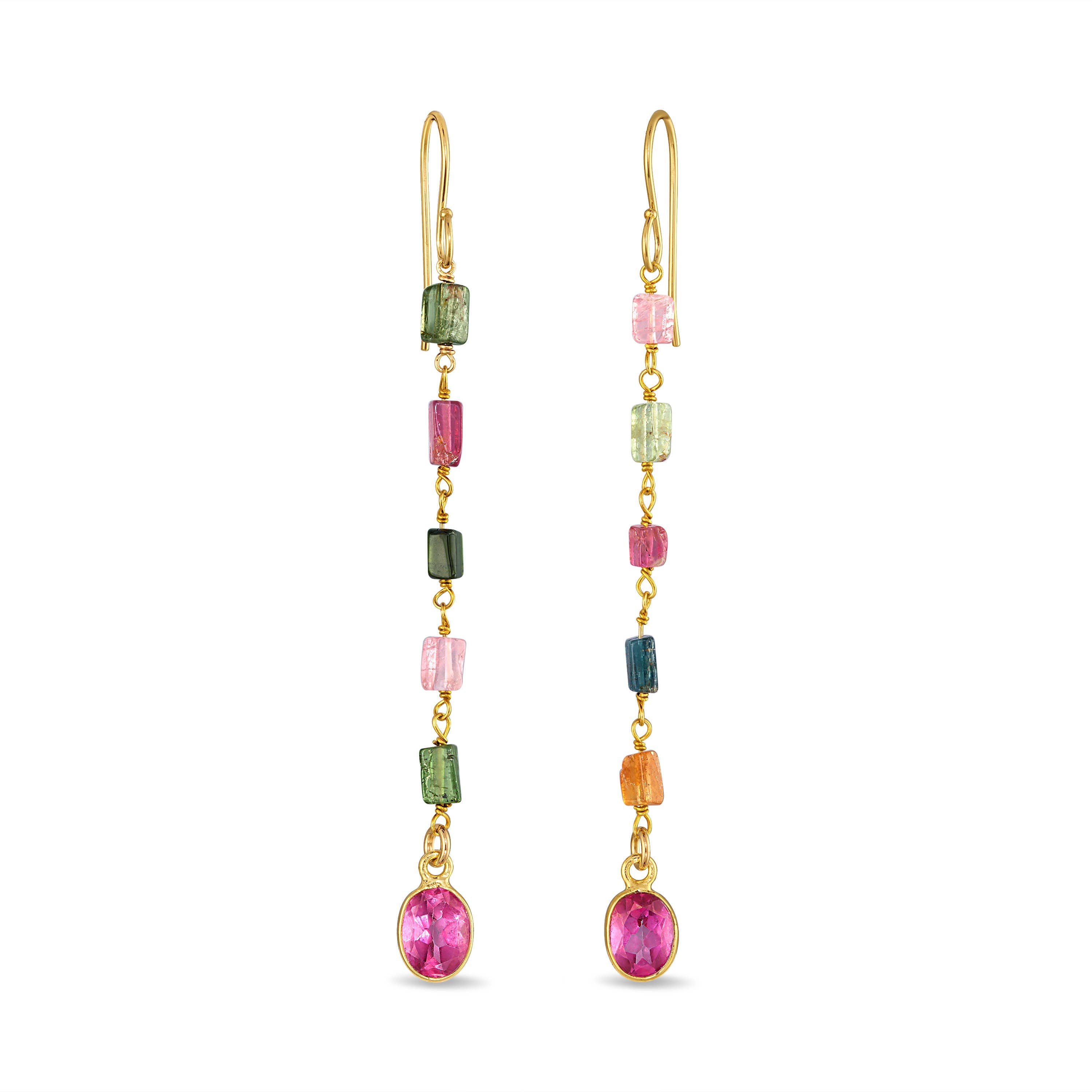 Tourmaline & Pink Topaz Dangles