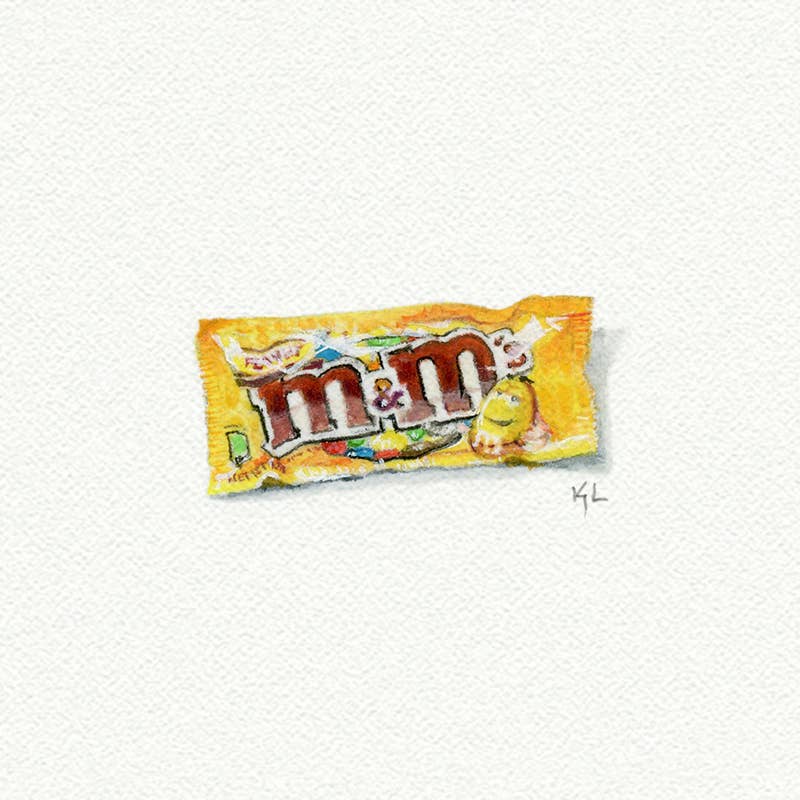 Peanut M&MS Miniature Watercolor Painting