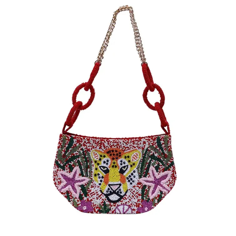 Red Beaded Tiger Bag
