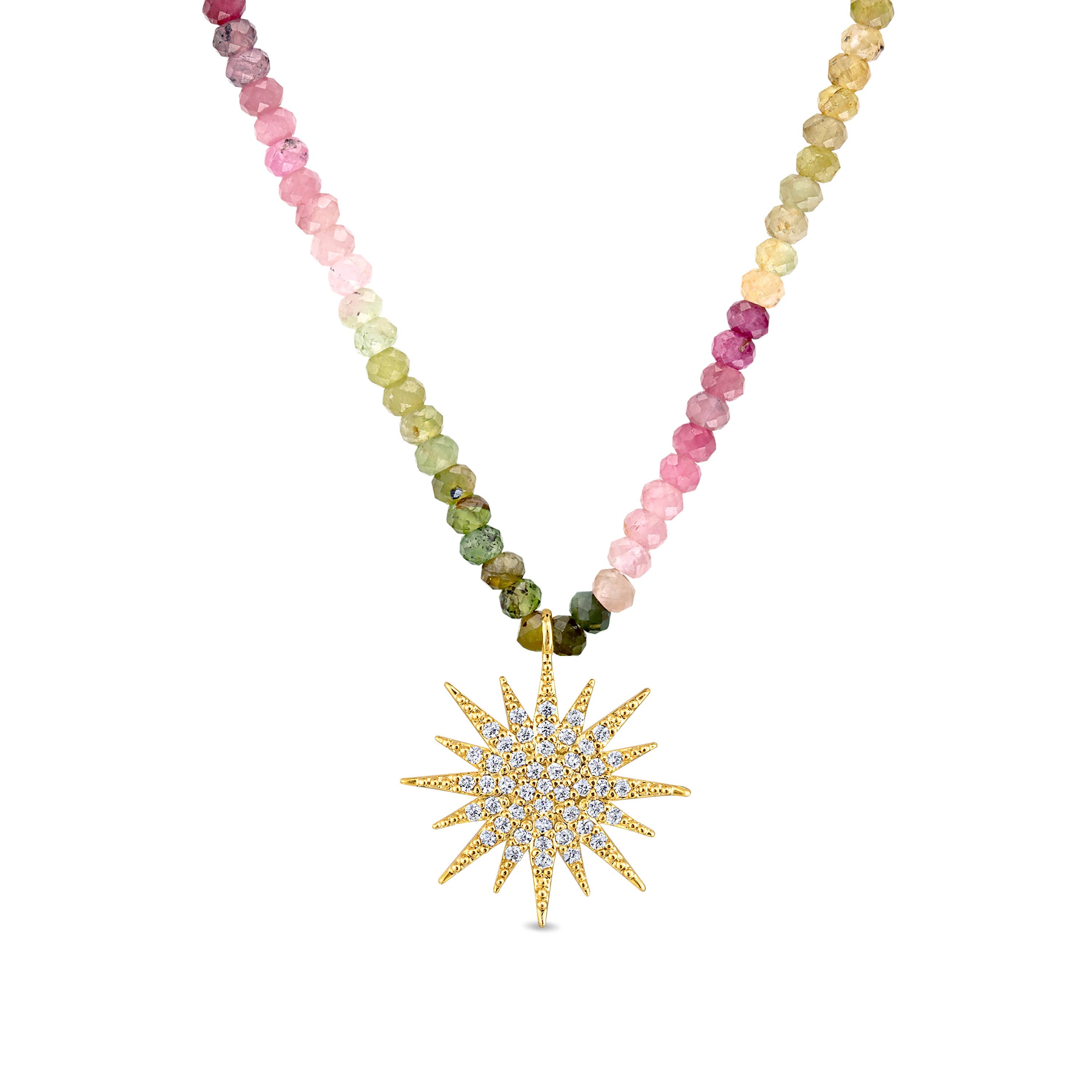 Gemstone Sunburst Rainbow Necklace