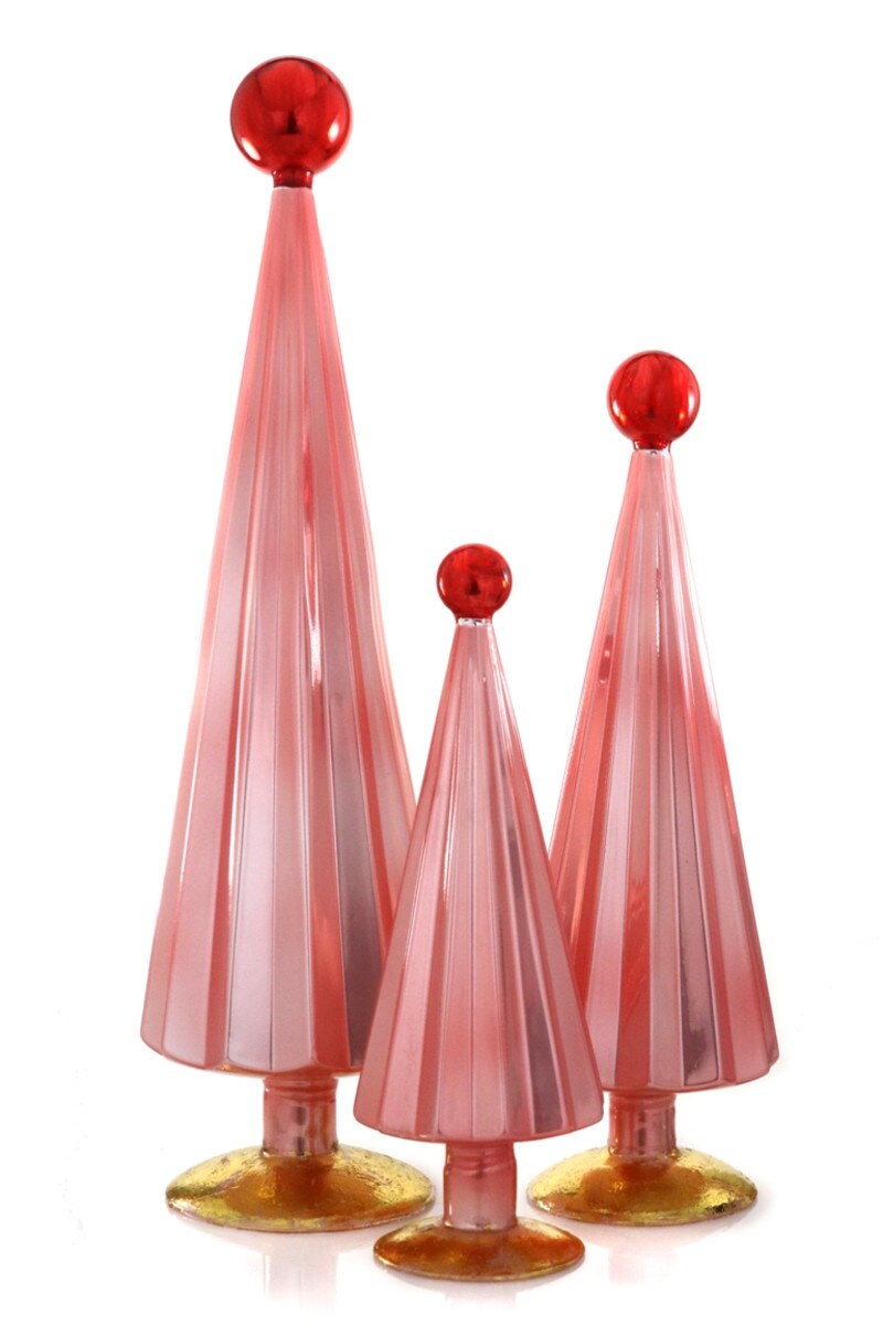 Pleated Tabletop Trees - Pink Red