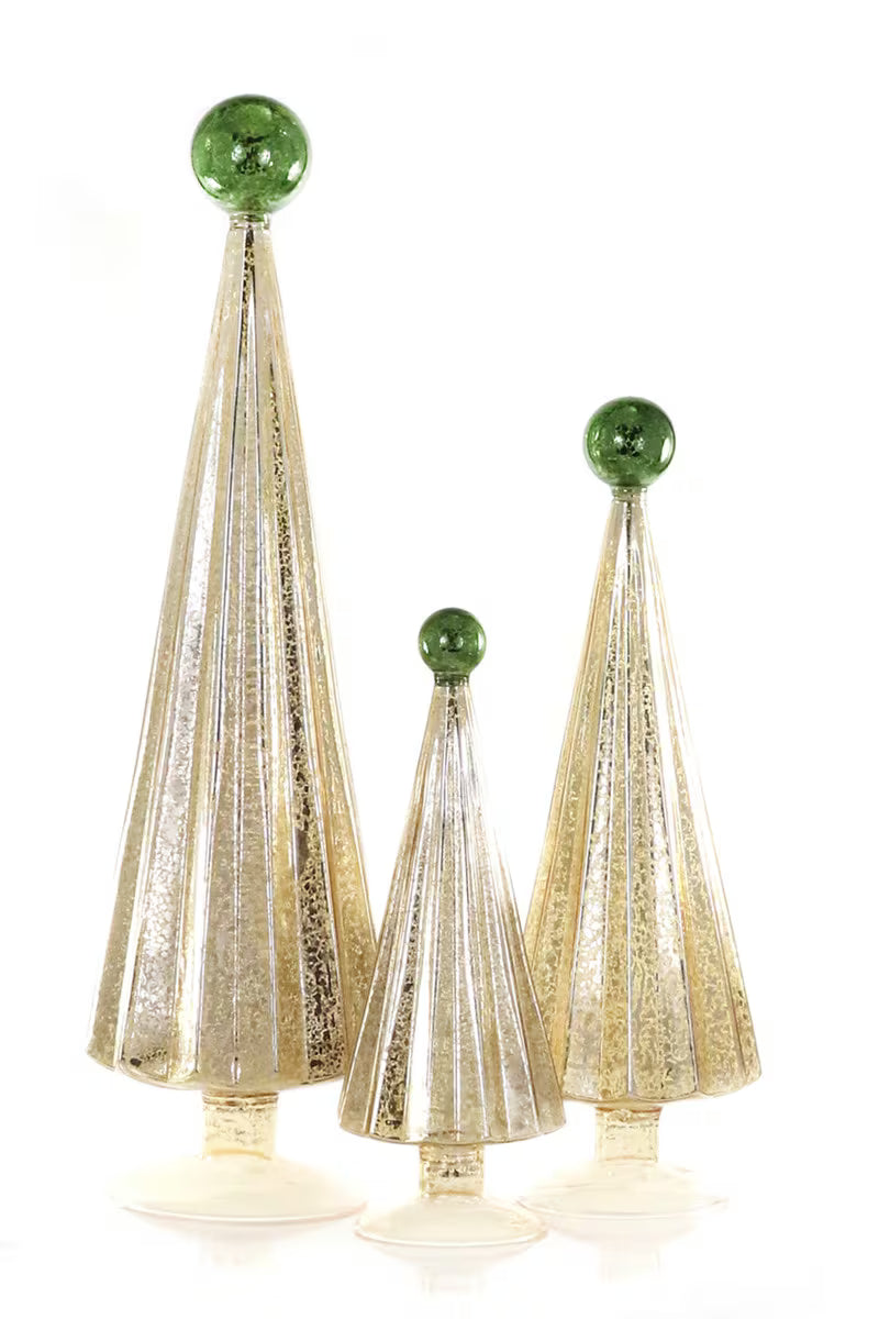 Pleated Tabletop Trees - Gold Green
