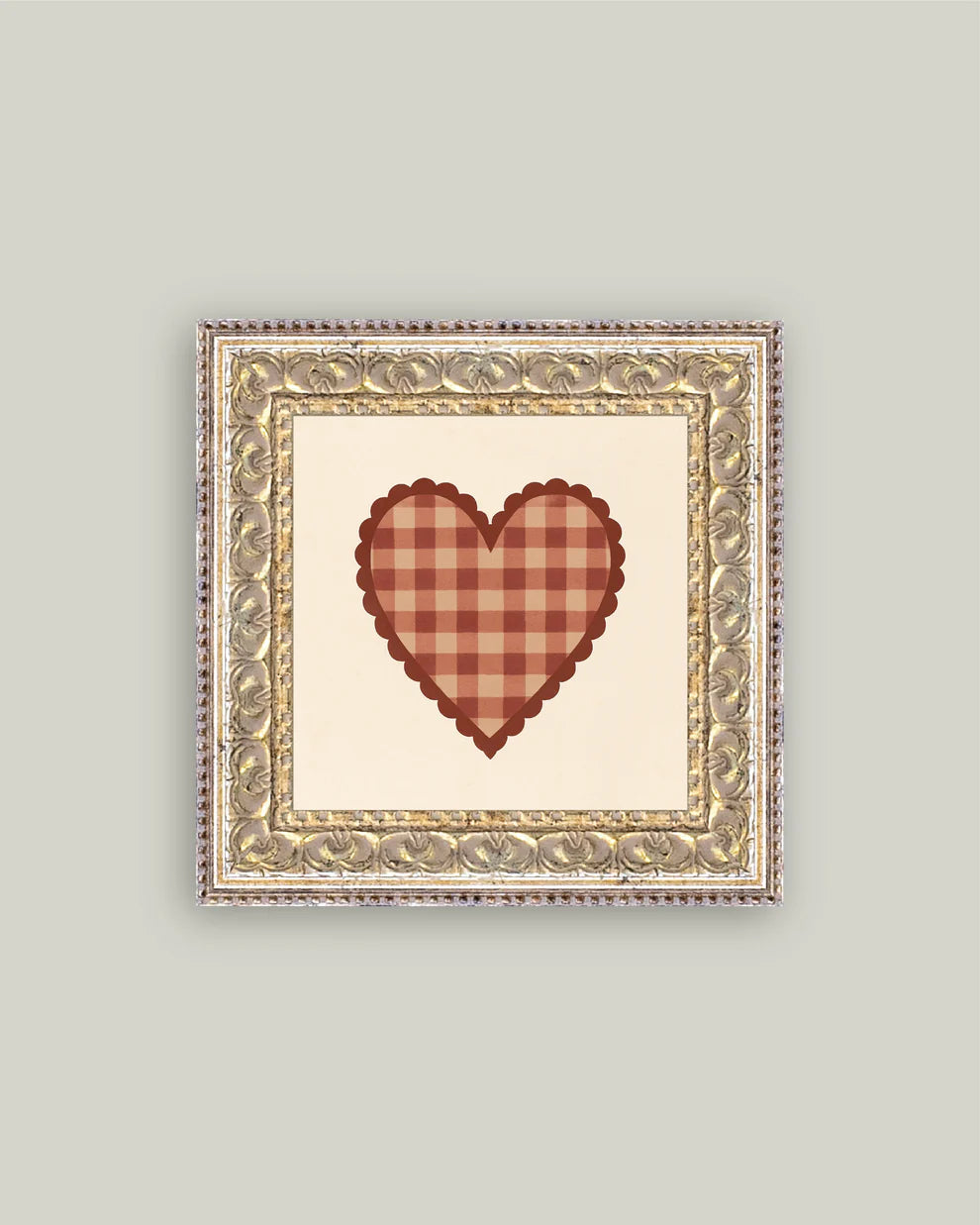 Red Gingham Heart Framed Art
