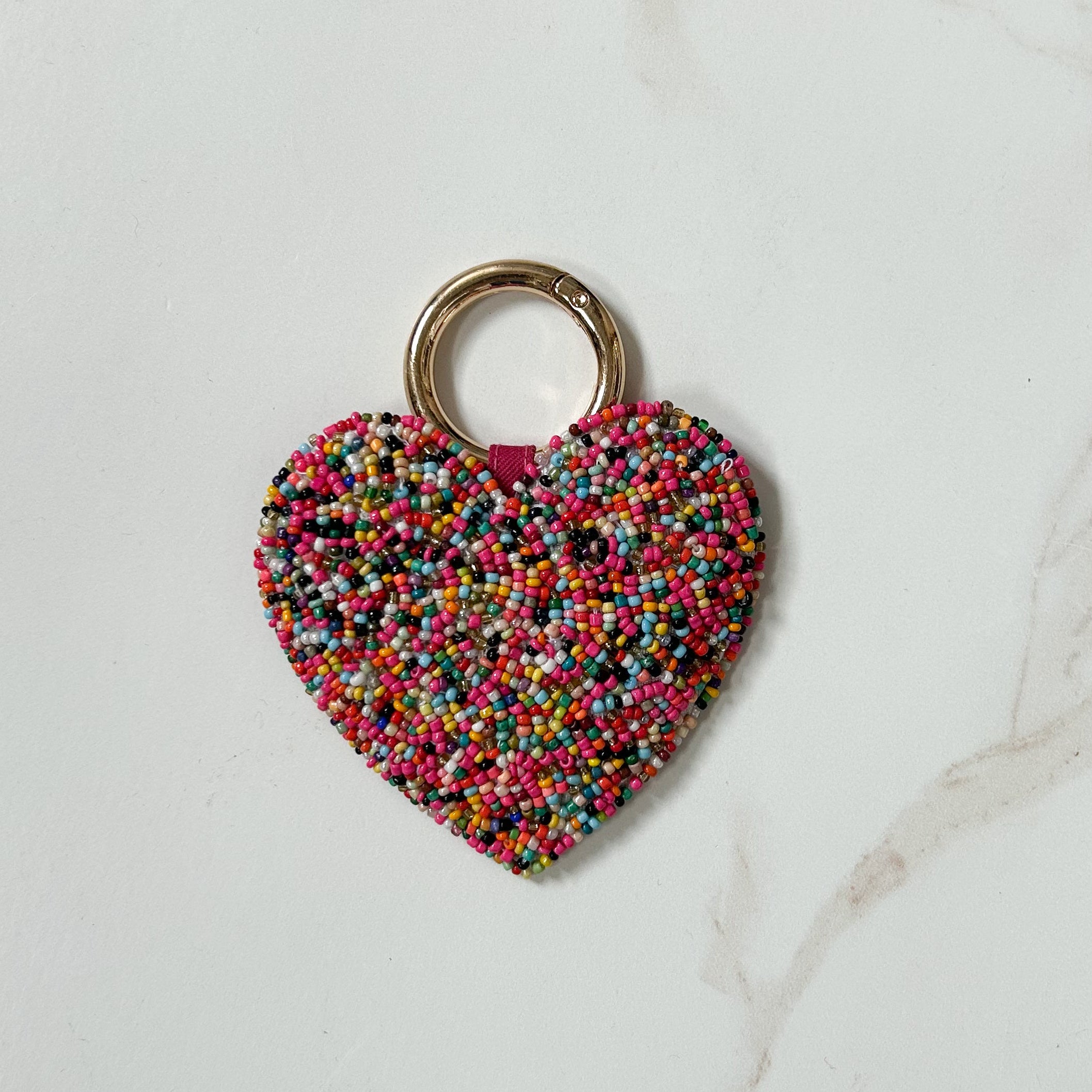 Heart Beaded Bag Charm