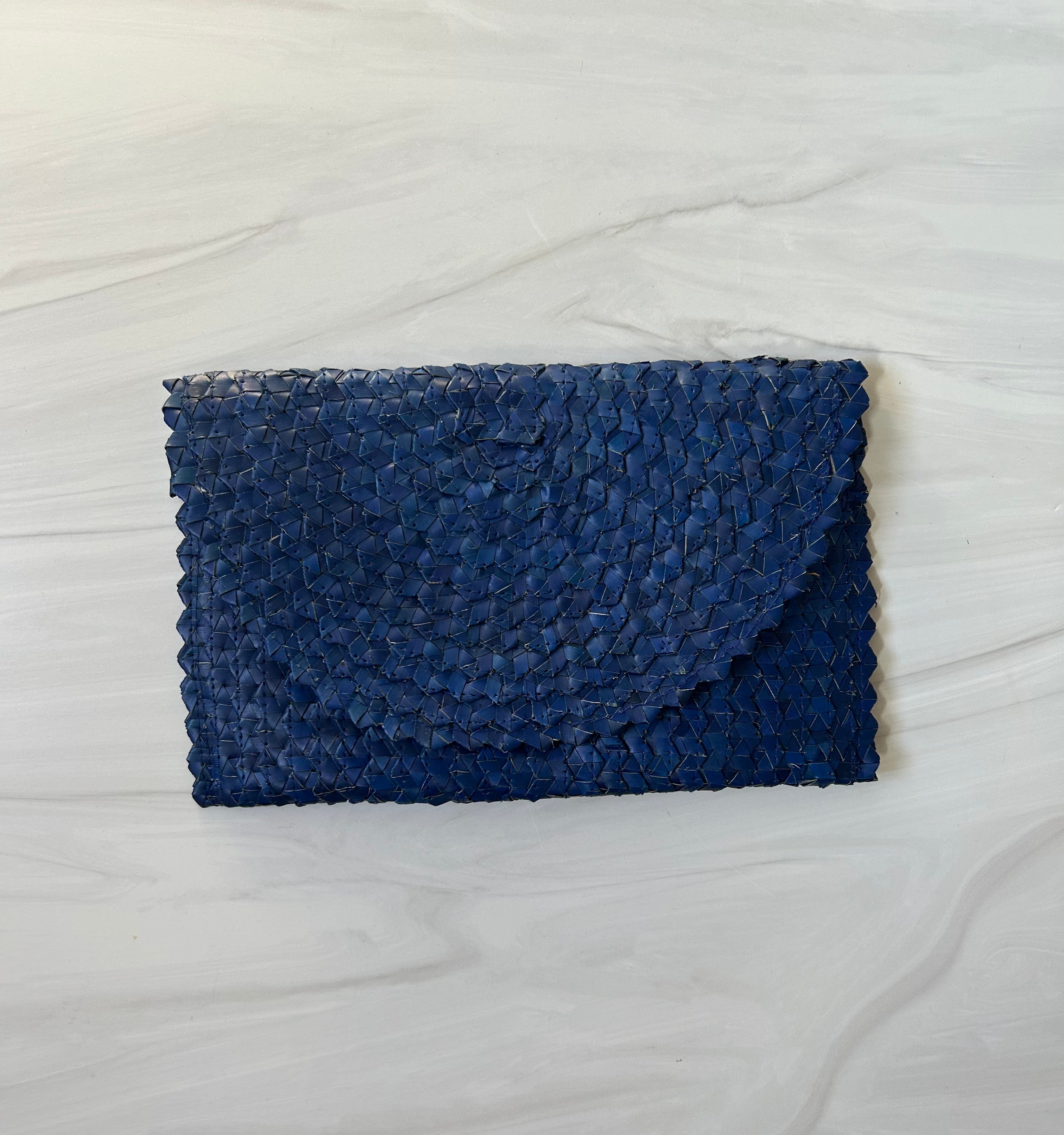 Navy Straw Clutch