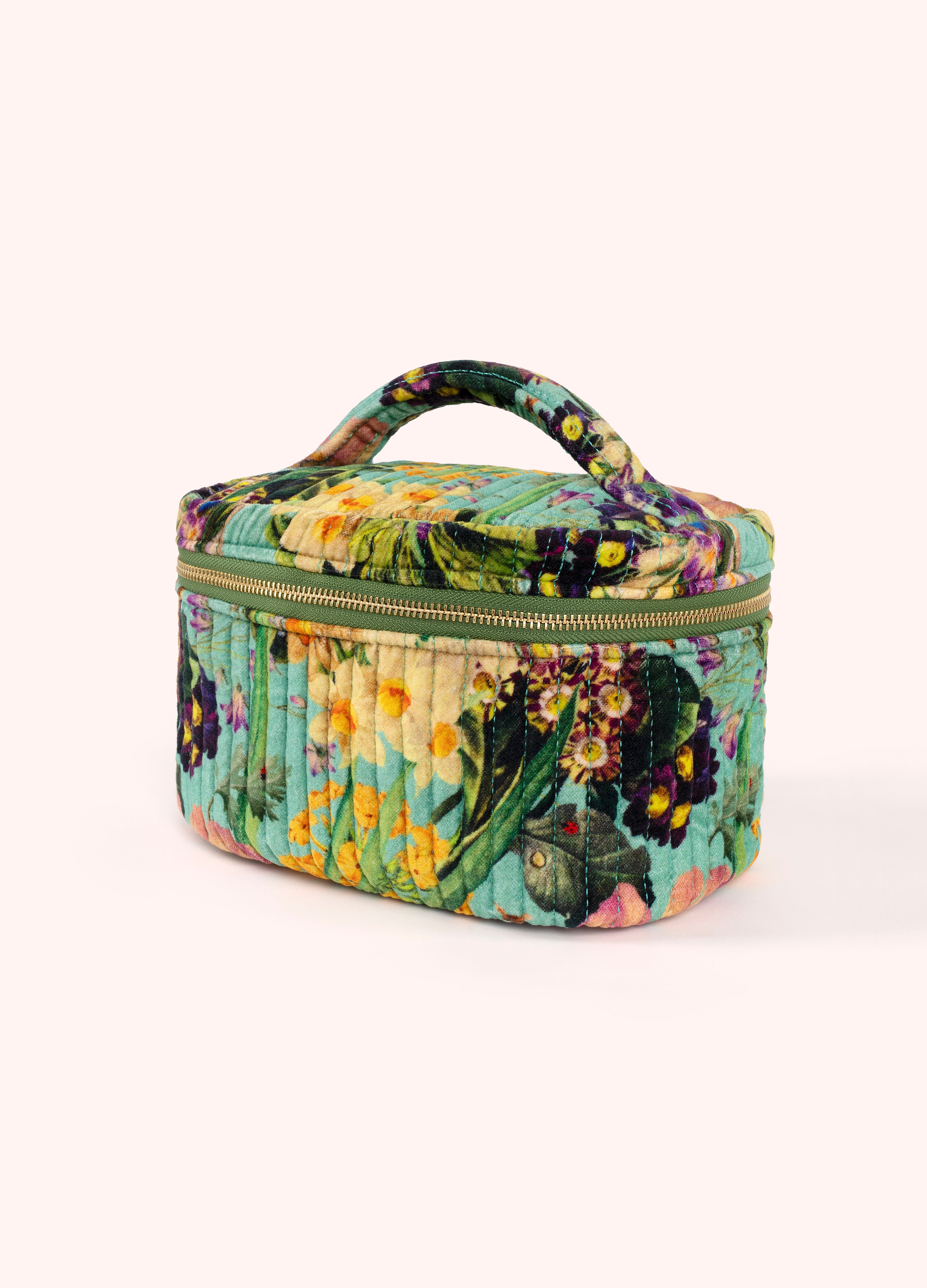 Spring Flora Quilted Velvet Vanity Case