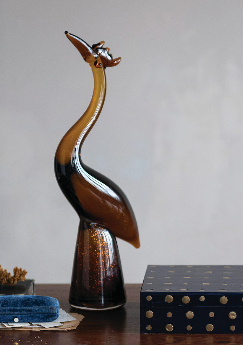 Hand Blown Glass Crane