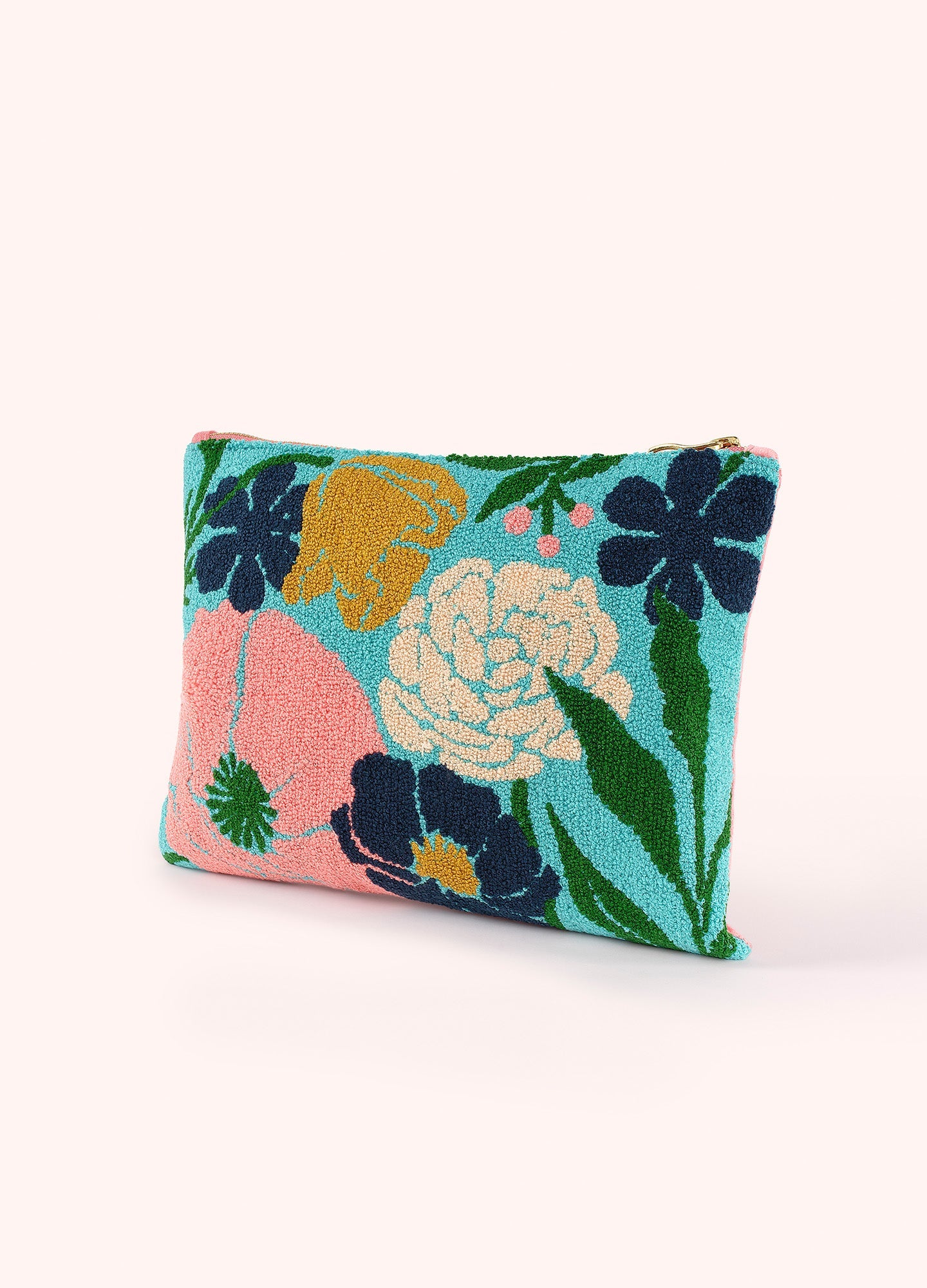Blue Bloom Tufted Pouch