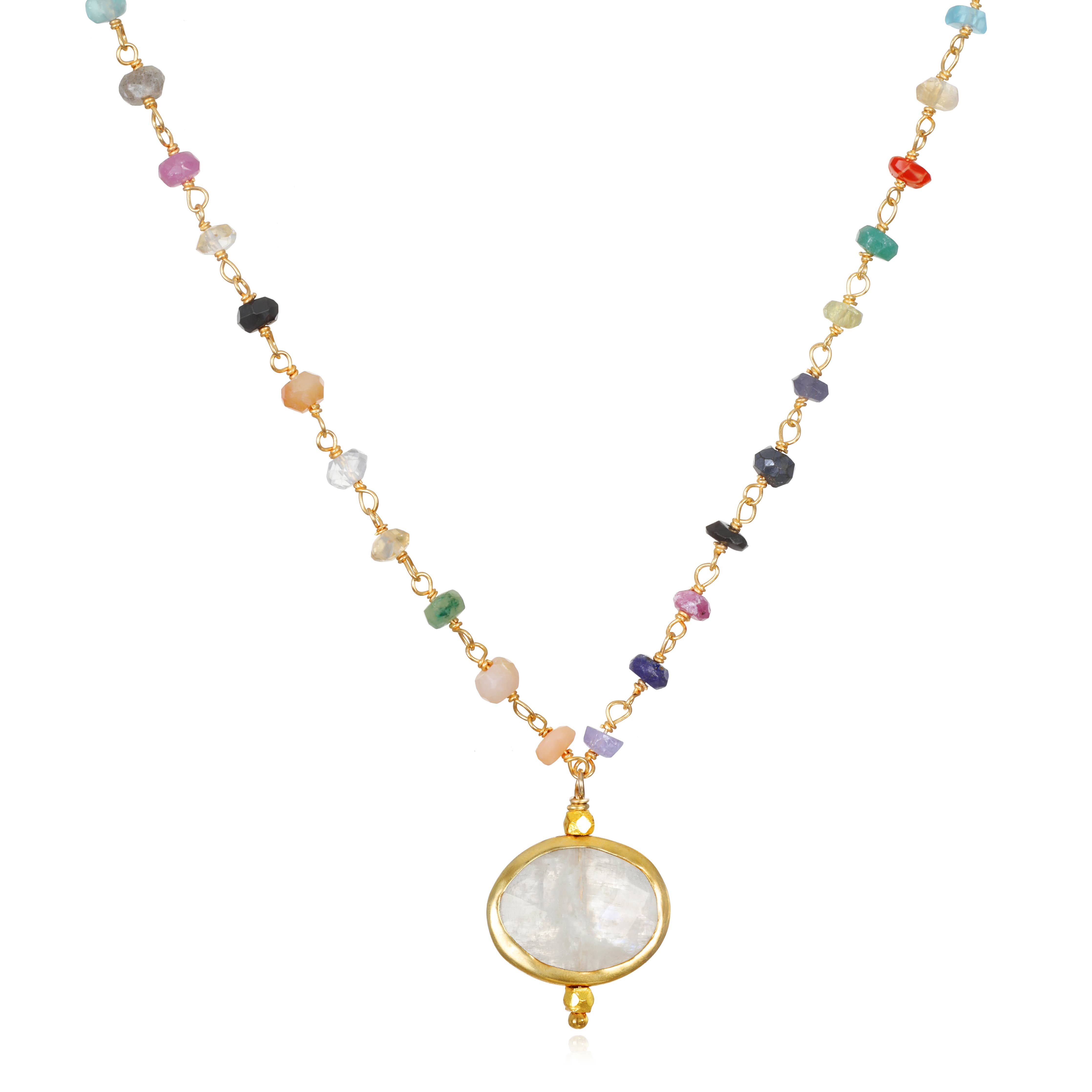 Bezel Charm Rainbow Necklace