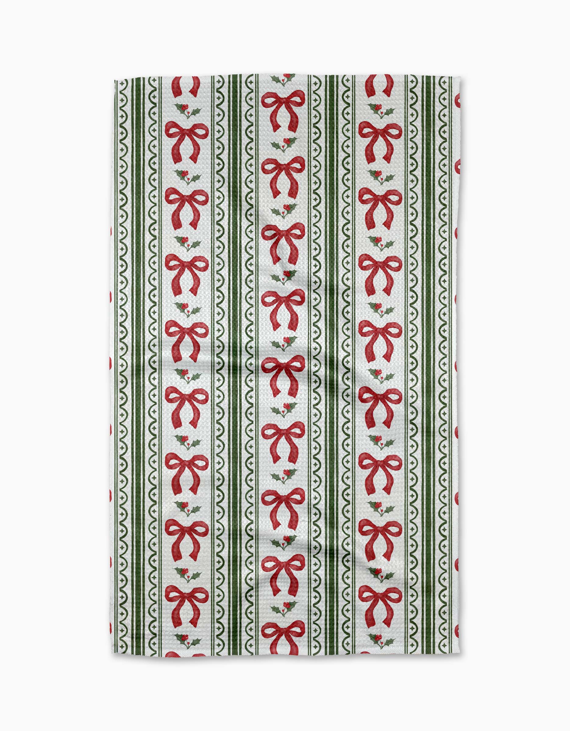 Holiday Bow Stripe Tea Towel