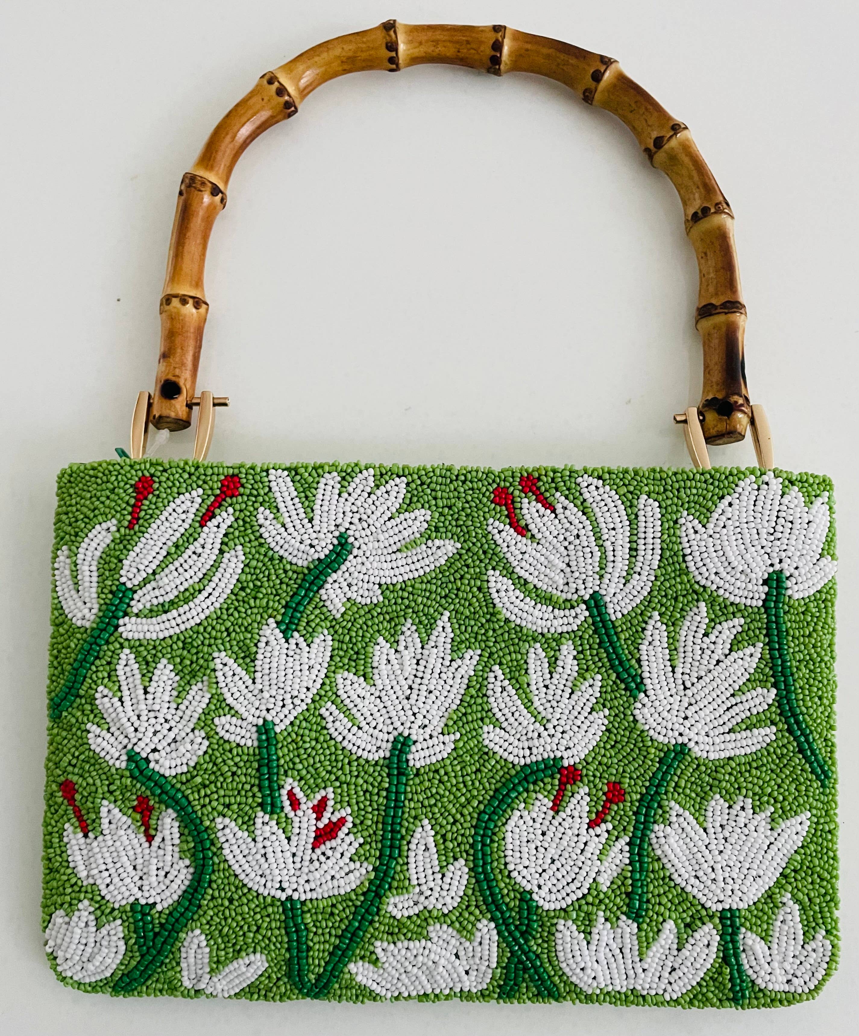 Green Bamboo Beaded Bag