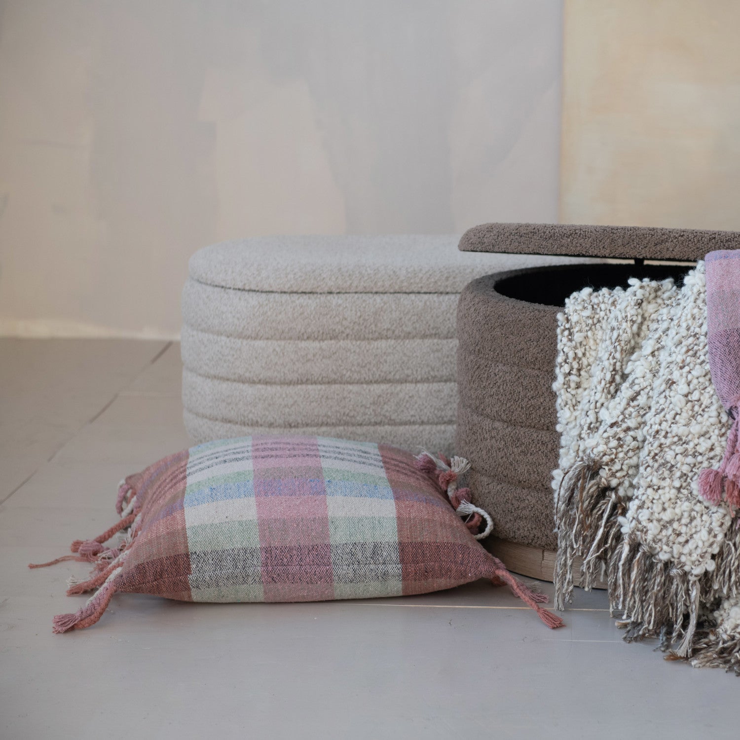 Plaid Fringe Pillow
