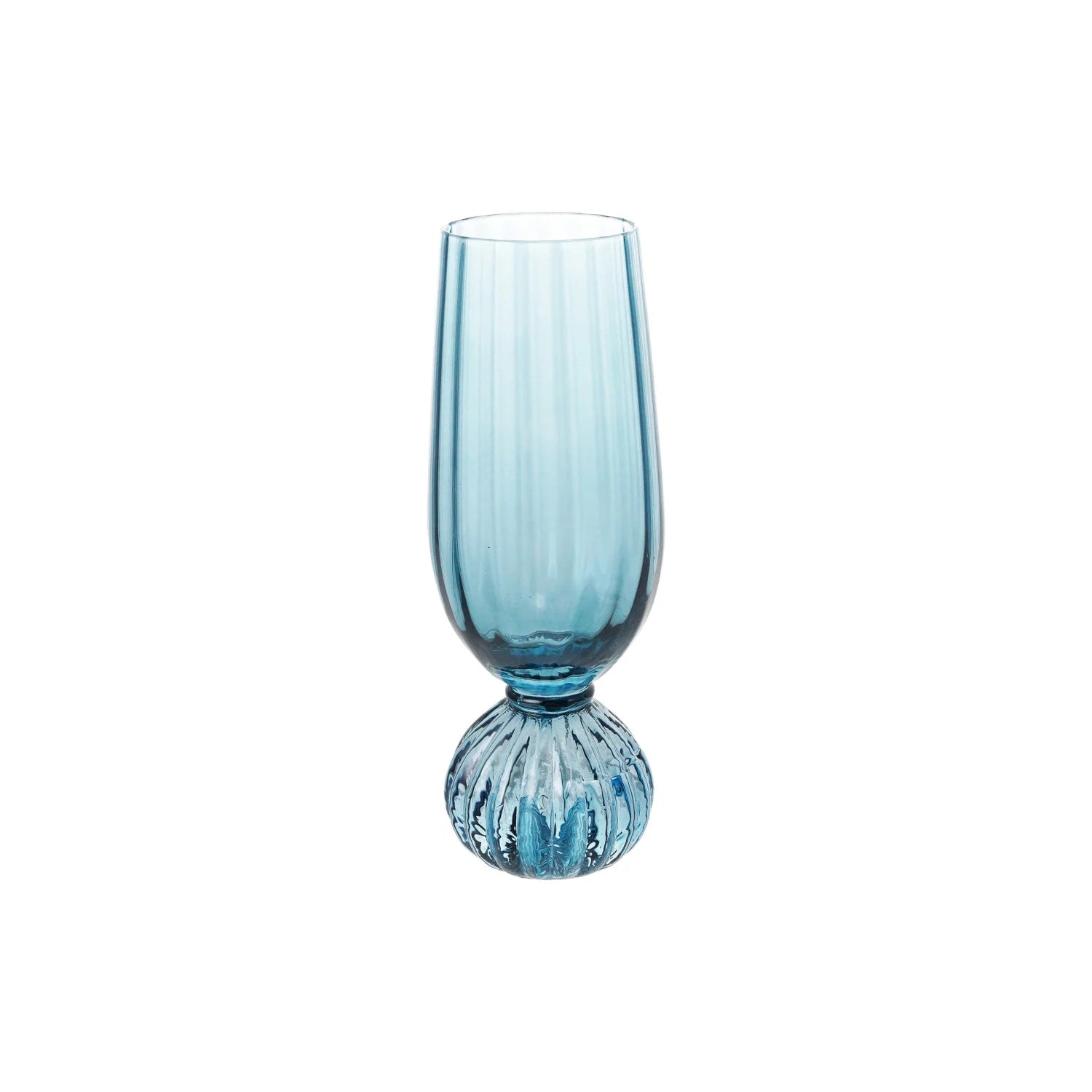 Blue Pleated Champagne Flute