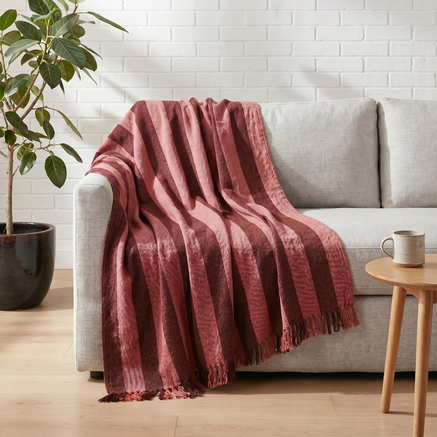 Striped Fringe Throw