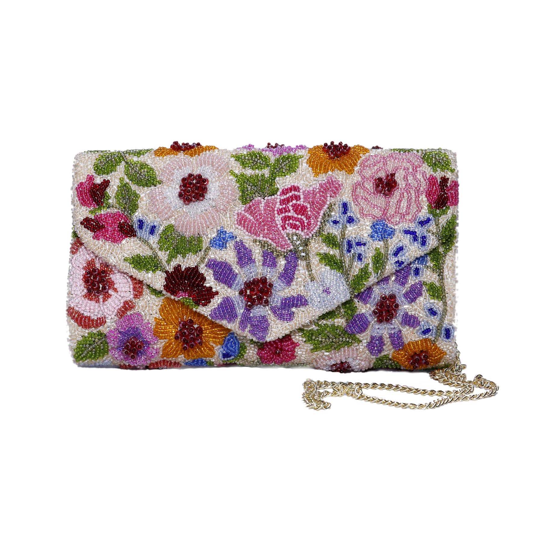 Floral Envelope Beaded Bag
