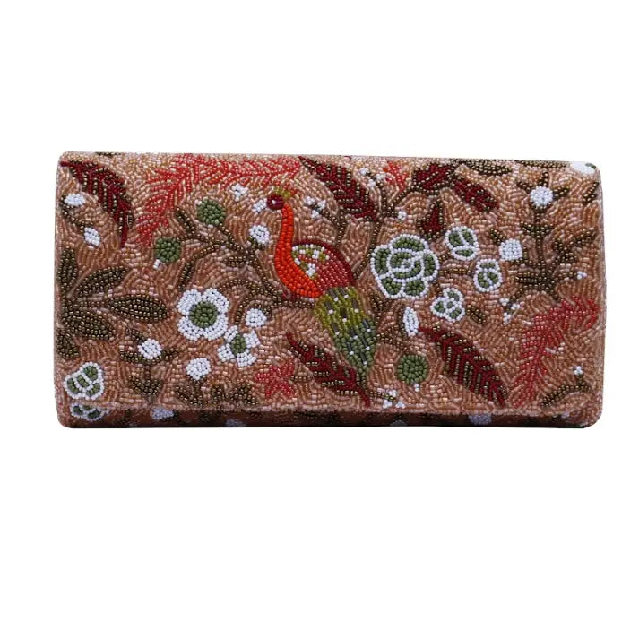 Peacock Floral Beaded Bag