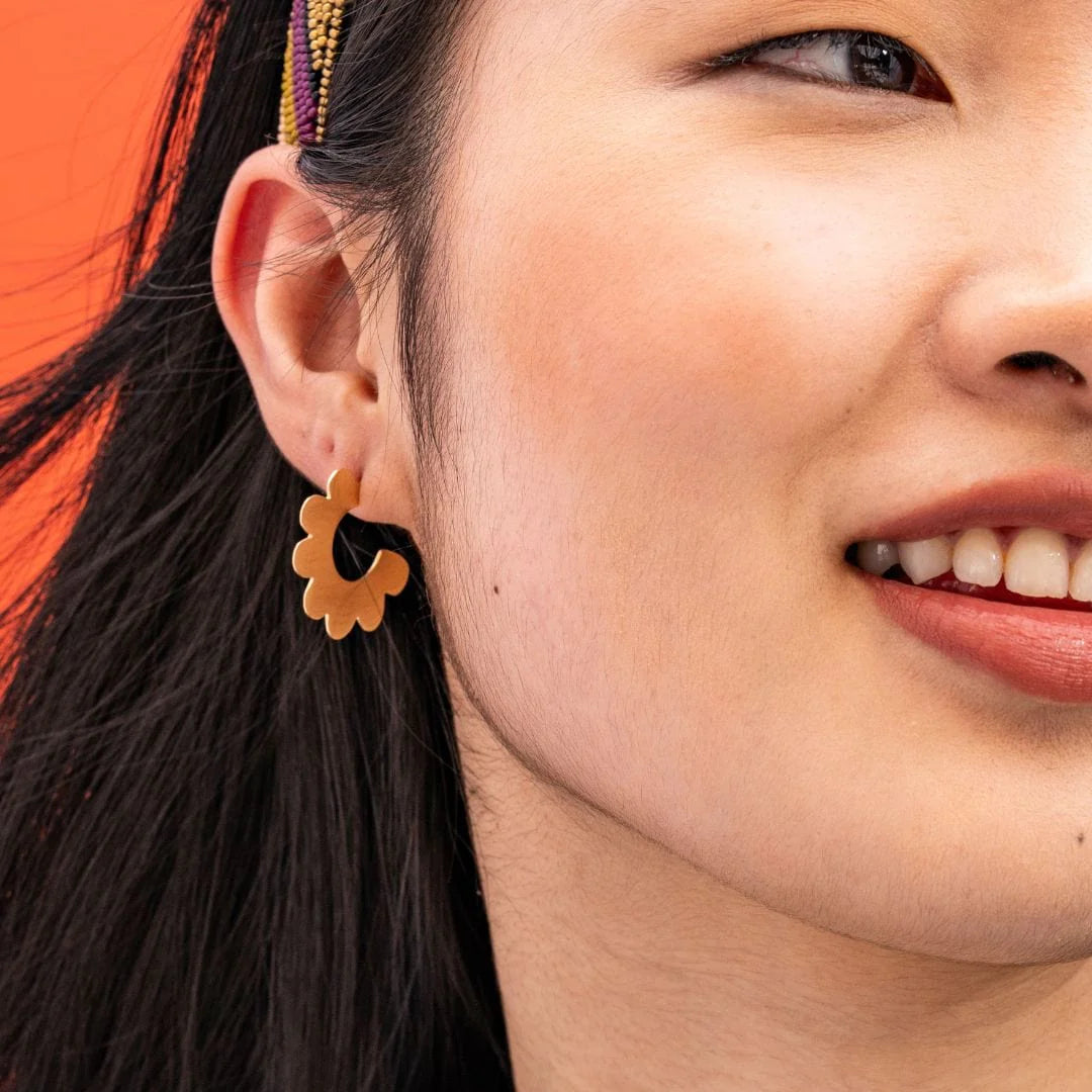 Cora Brass Scallop Hoops