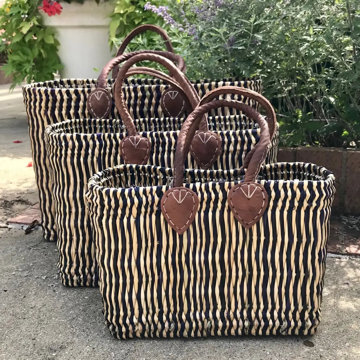 Midnight Stripe Moroccan Basket