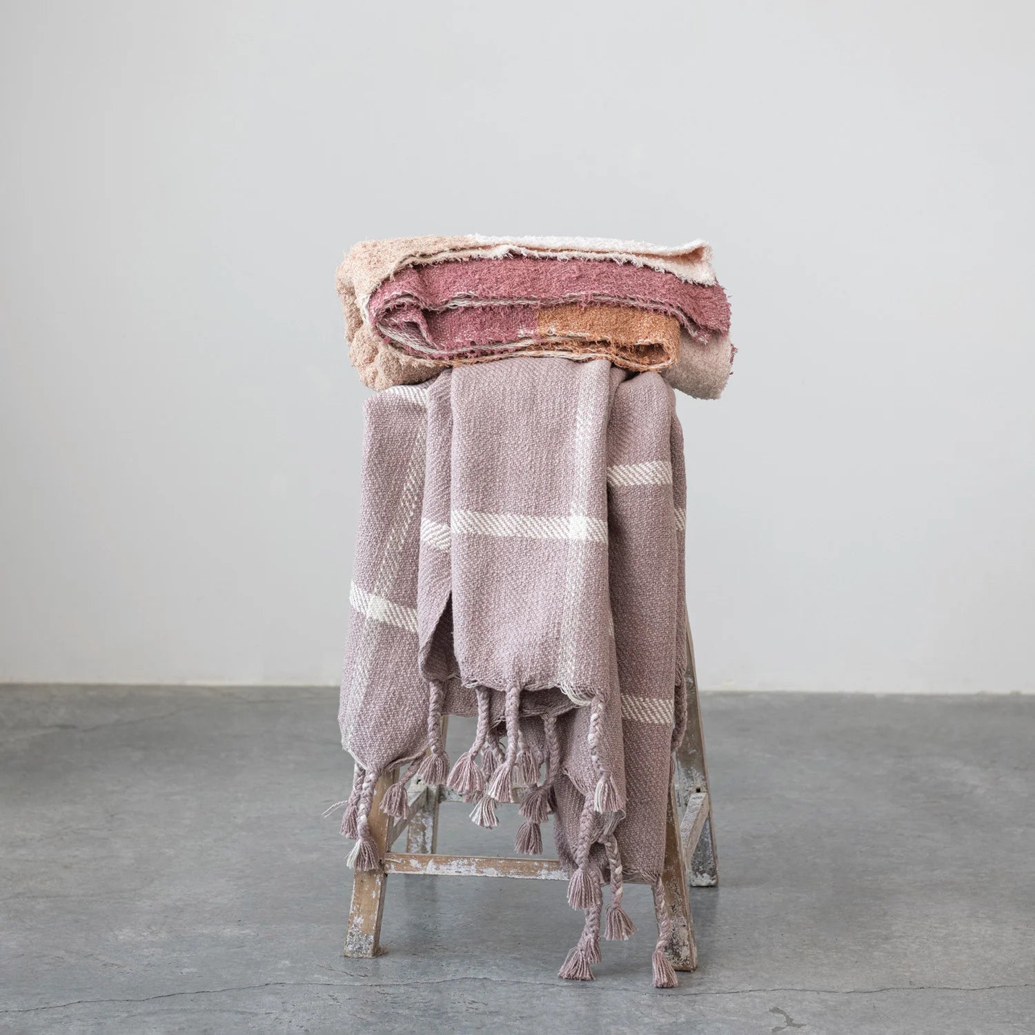 Gray Lilac Cotton Throw