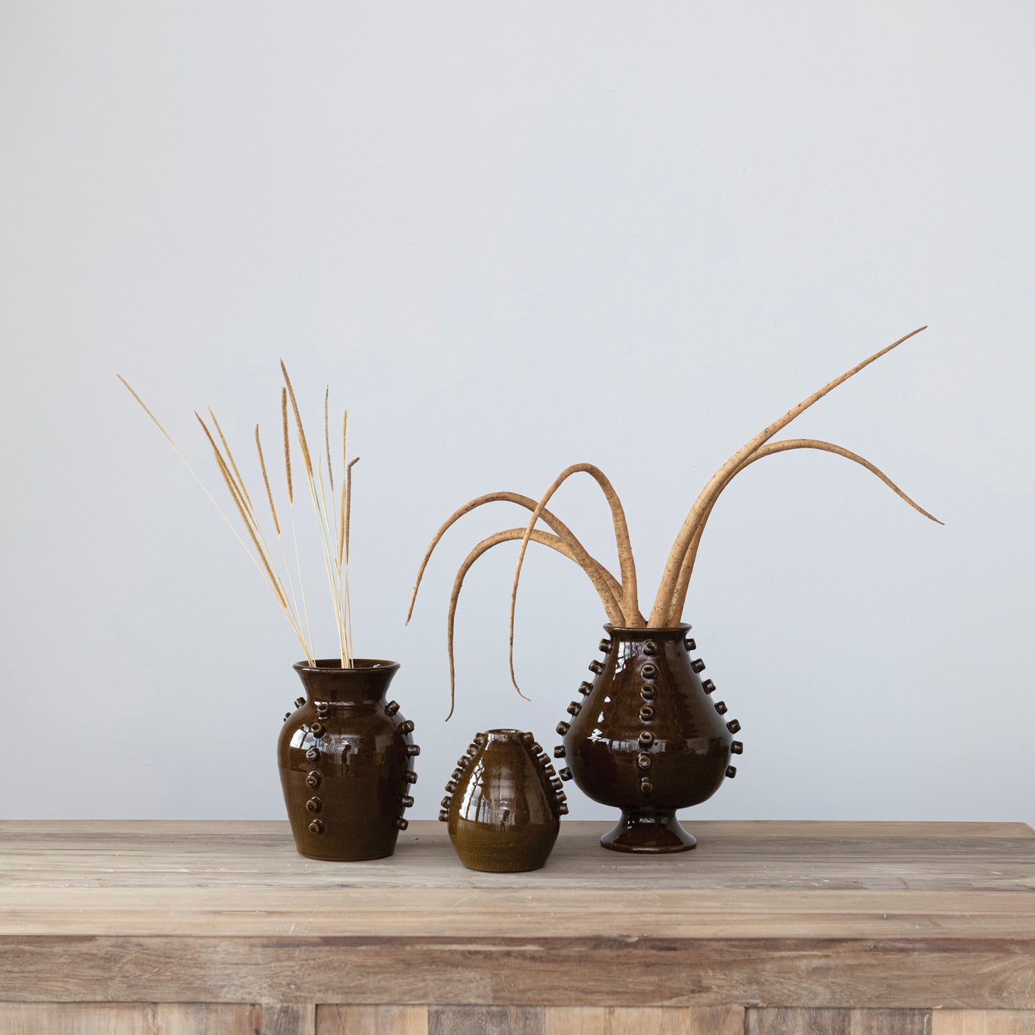 Hobnail Brown Vase