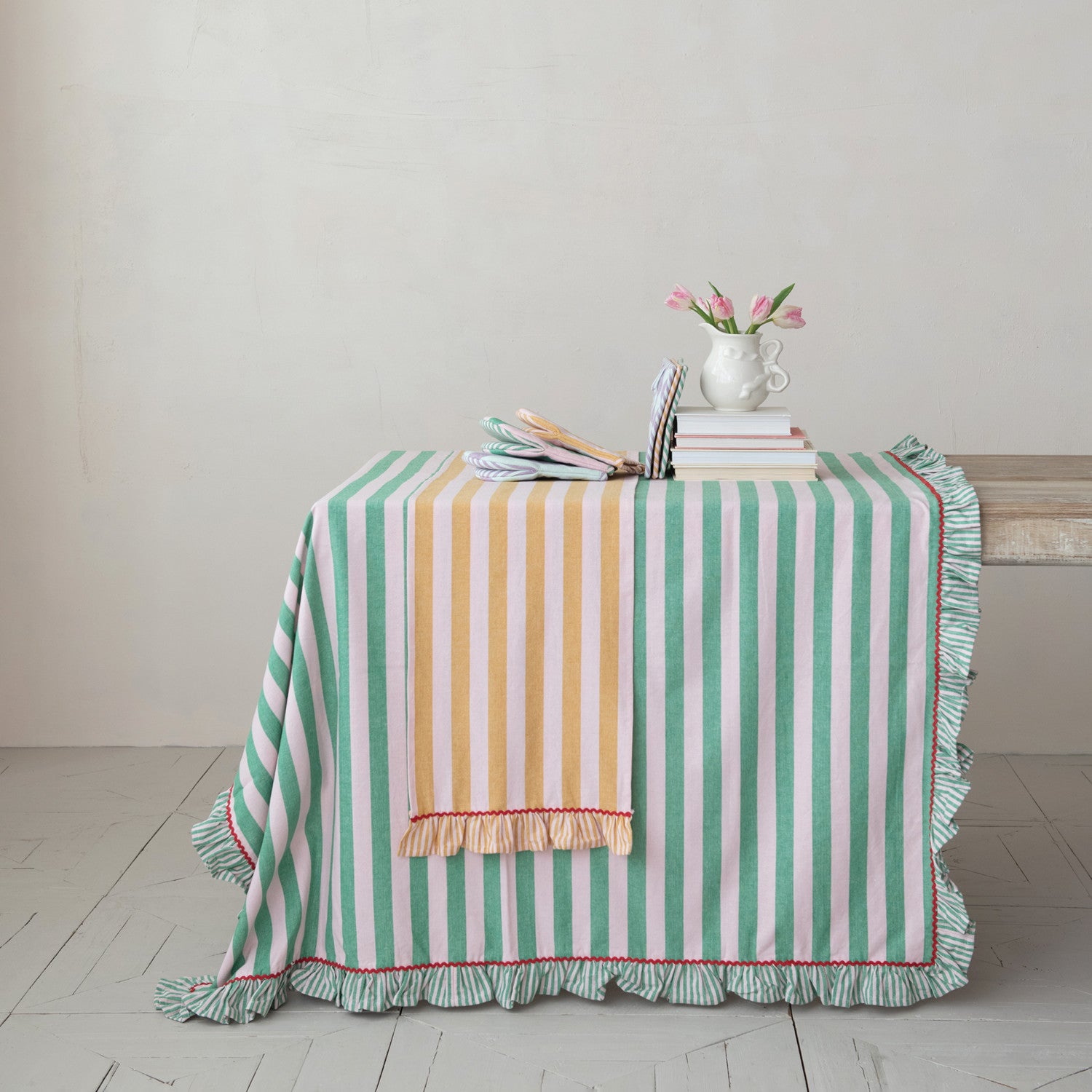Dolly Stripe Ruffle Tablecloth