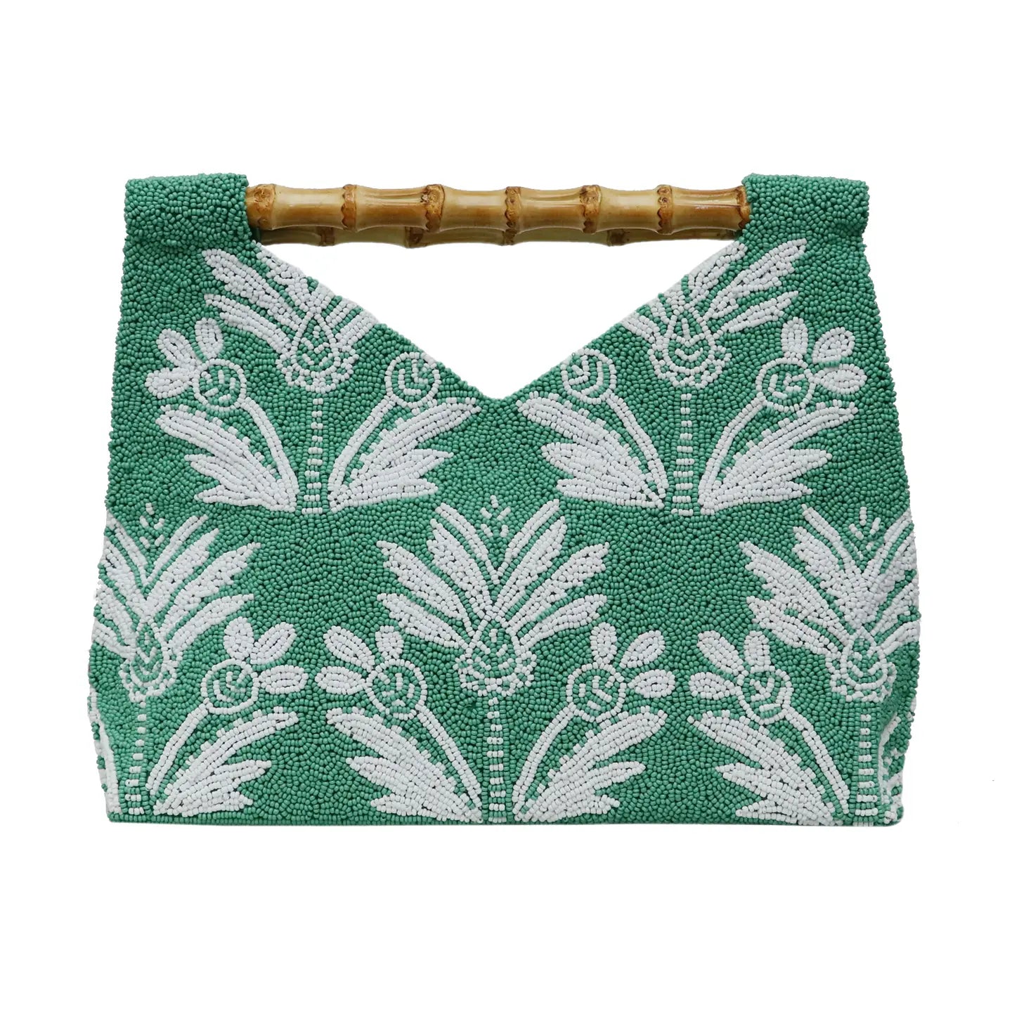 Green Floral Beaded Bag