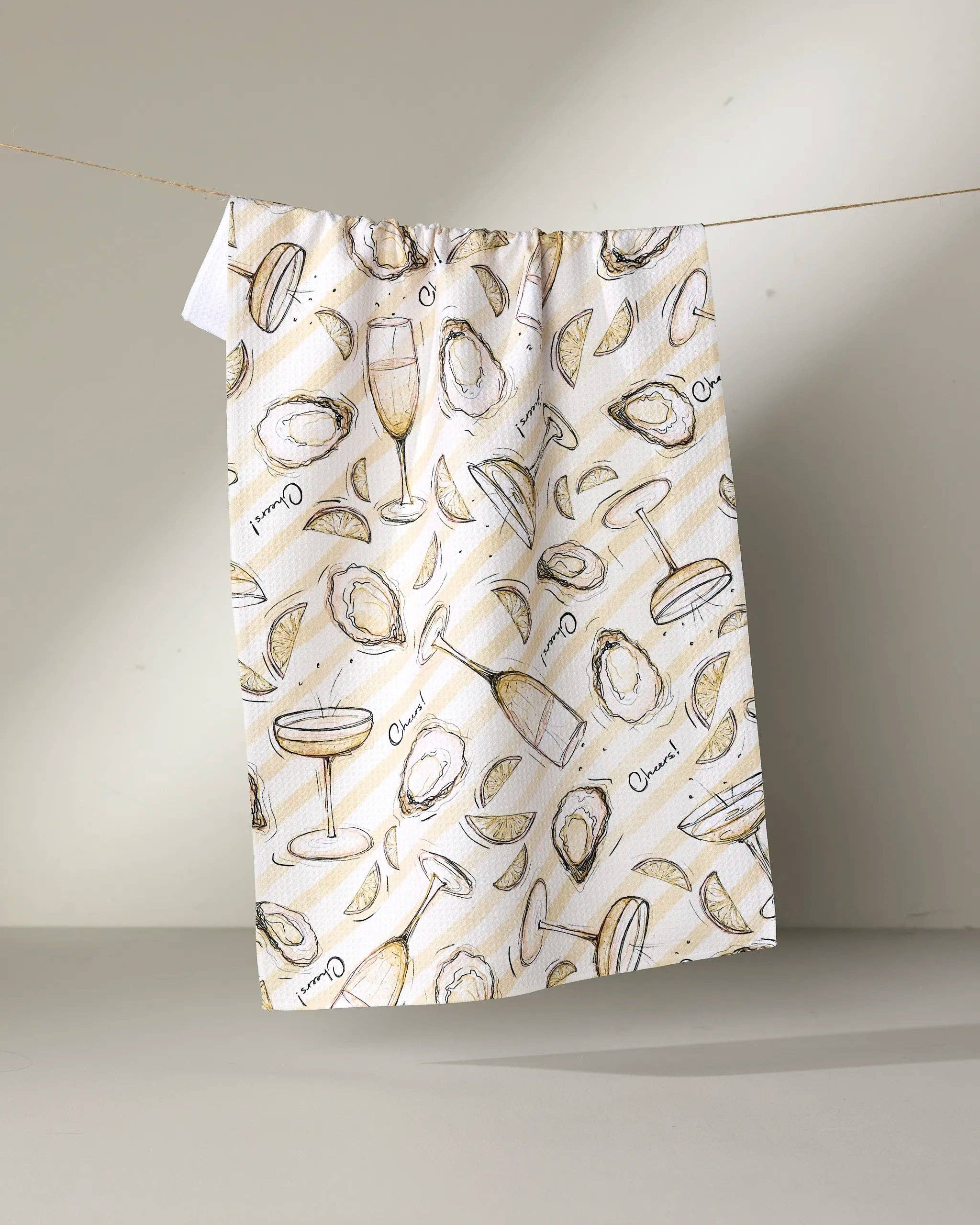 Oysters and Champagne Tea Towel