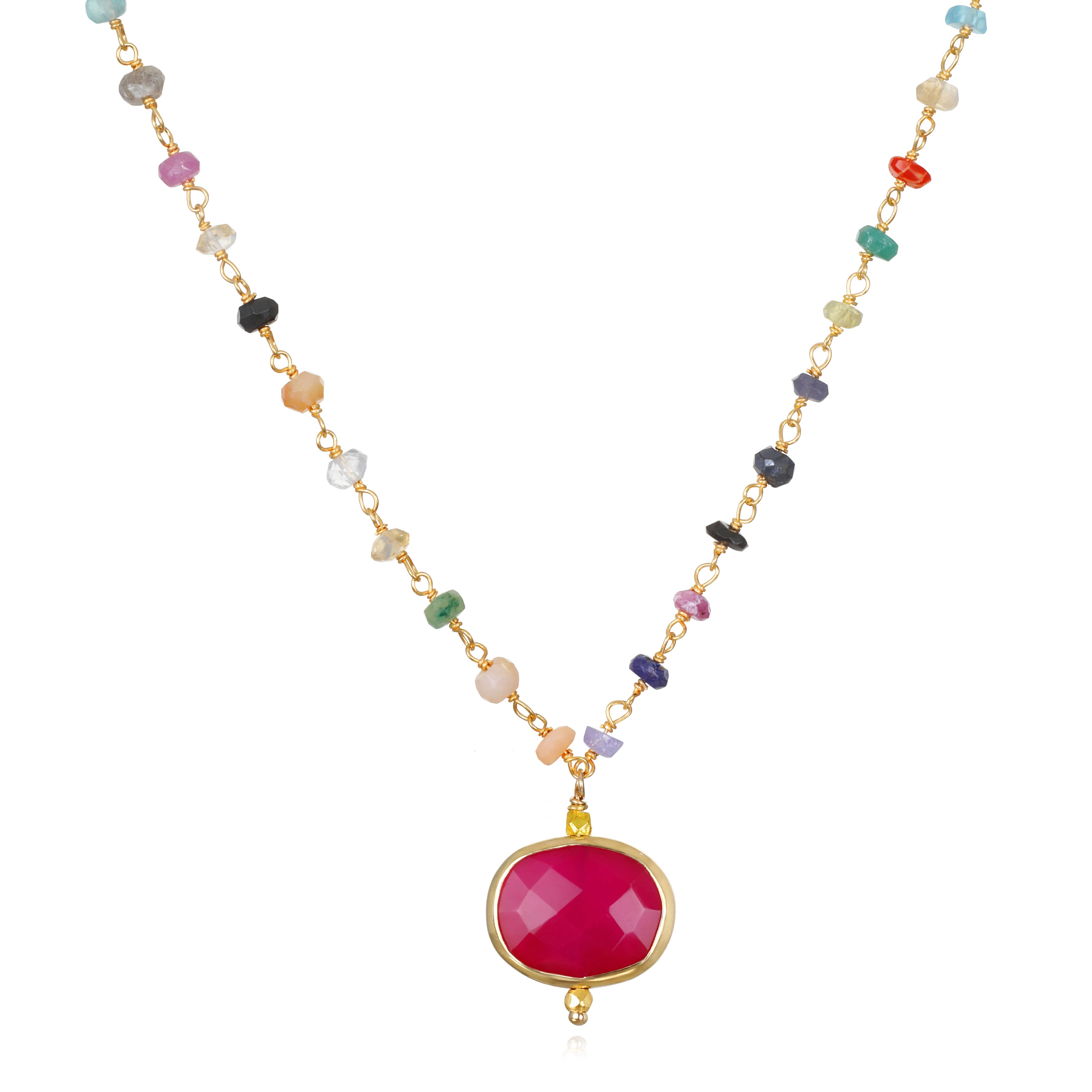 Bezel Charm Rainbow Necklace