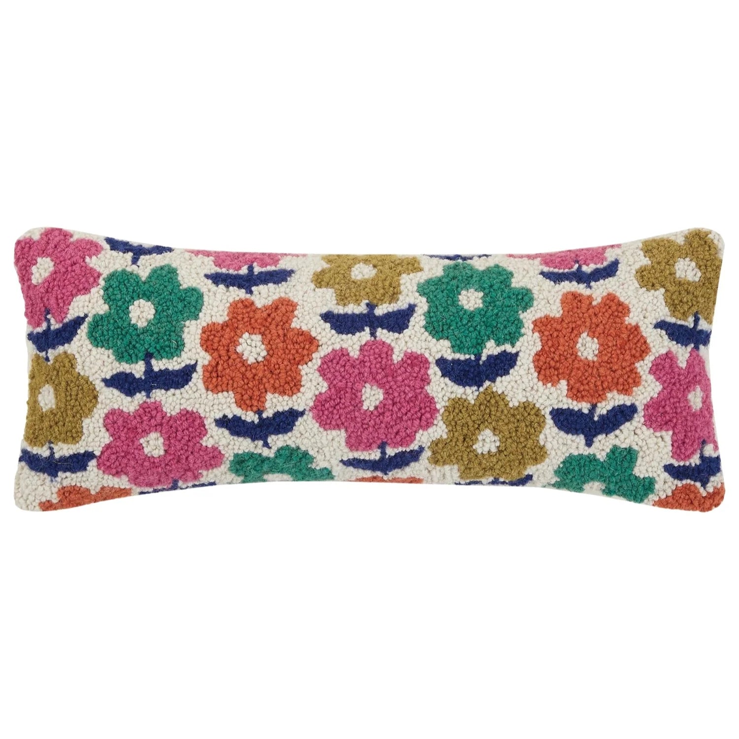 Colorful Blooms Wool Hook Pillow
