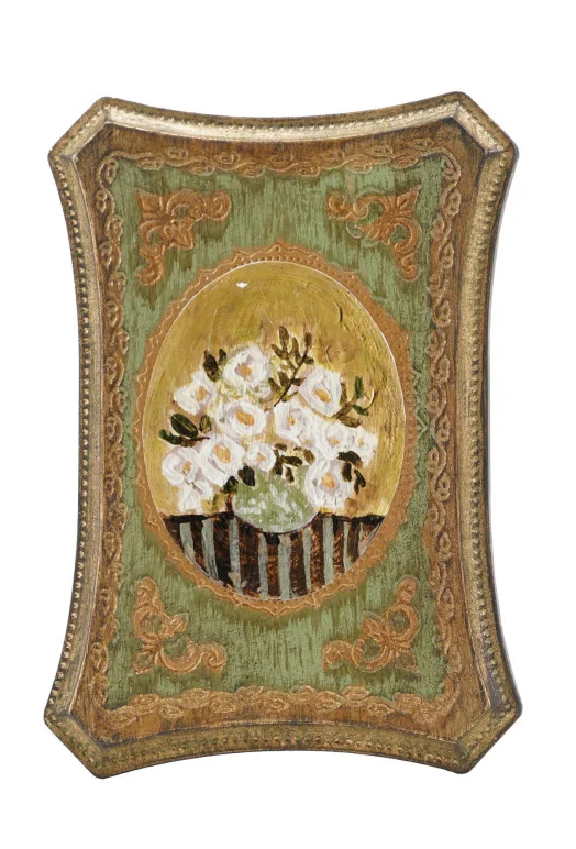 Framed Antiqued Flower Art