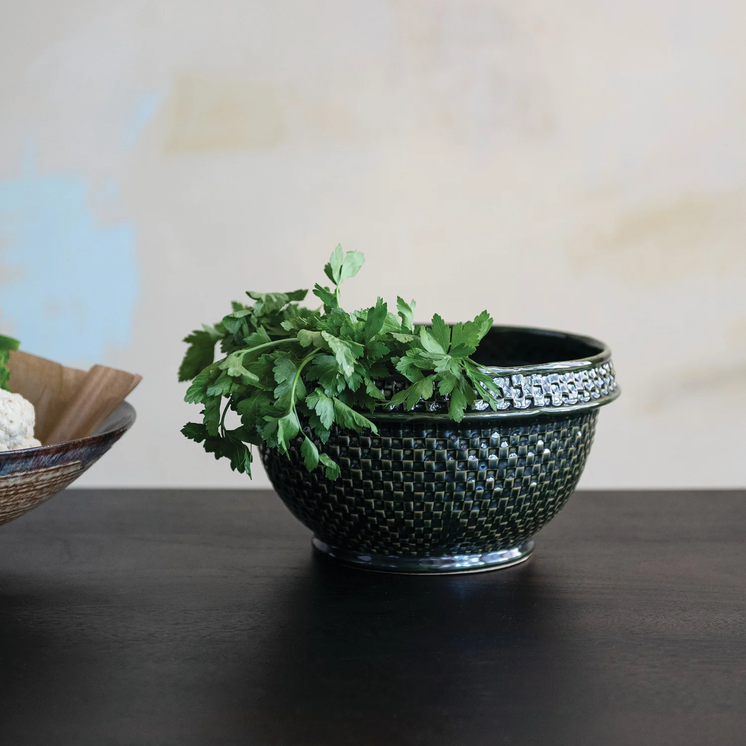 Stoneware Basket Weave Bowl