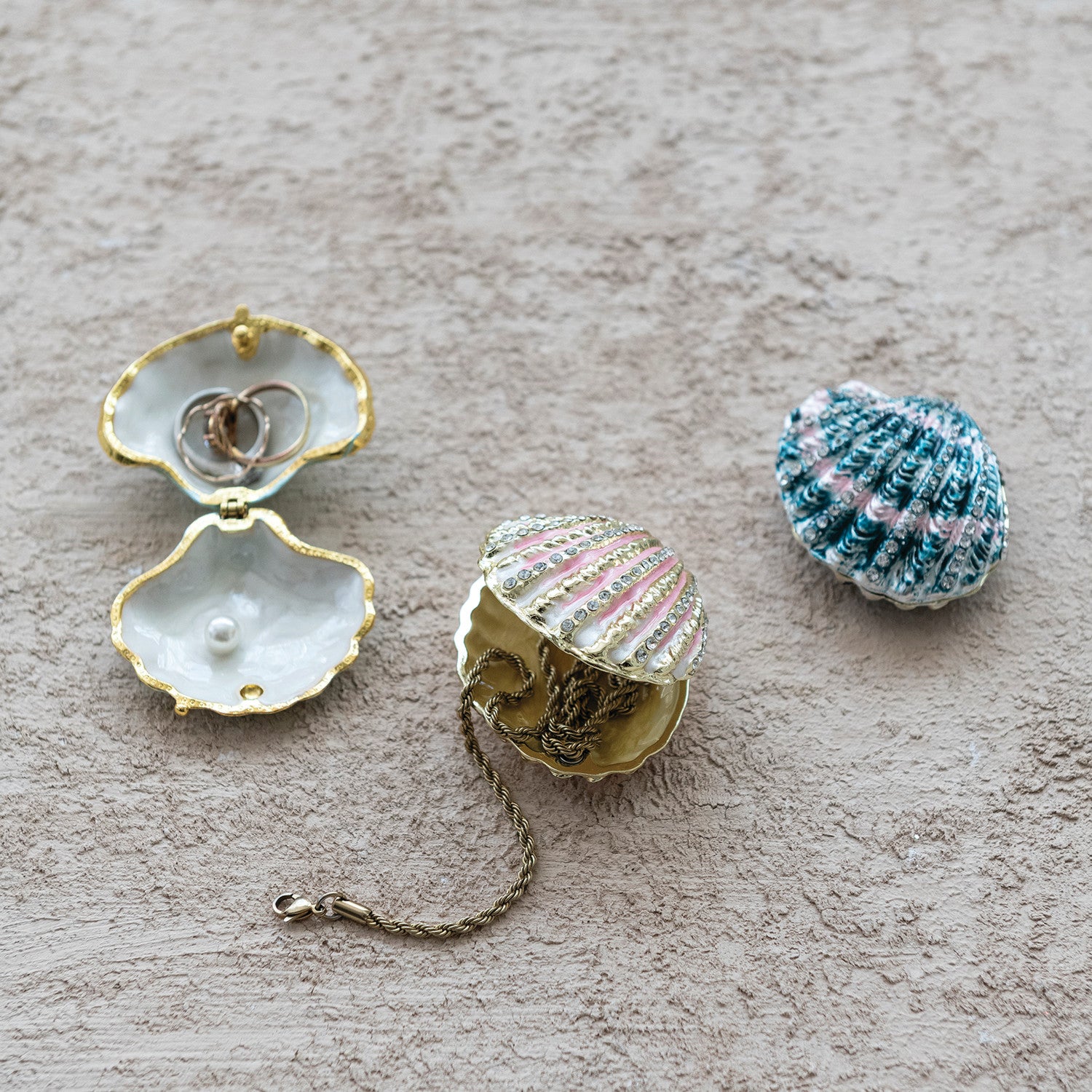 Jeweled Shell Trinket Box