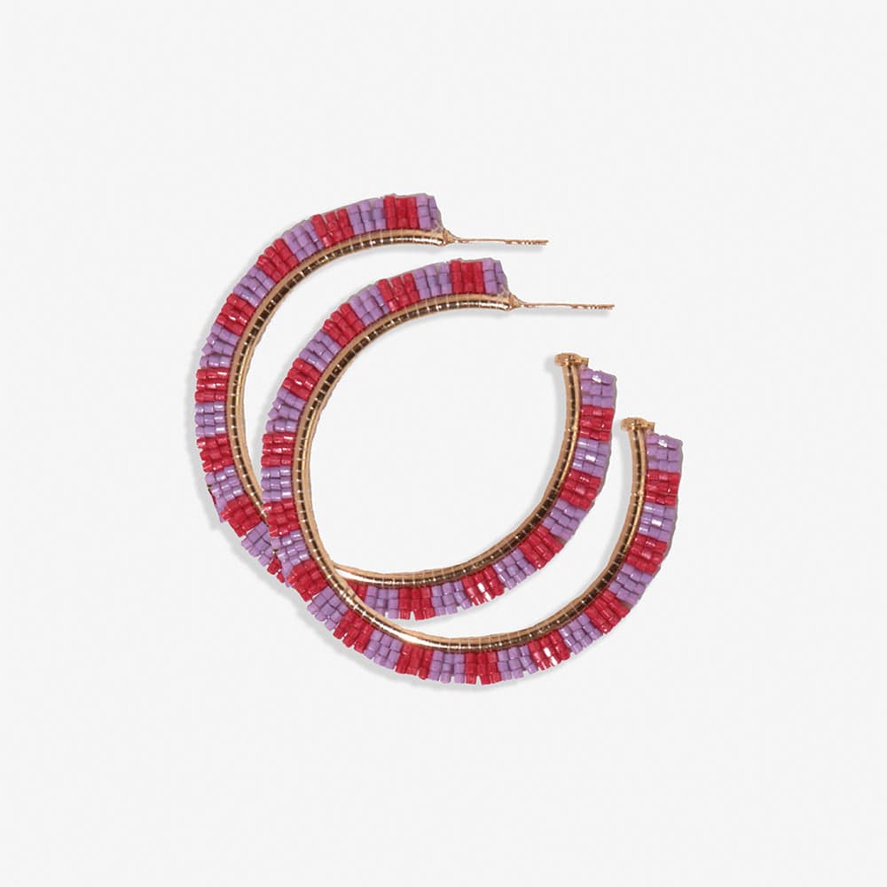 Nora Checkered Beaded Hoops